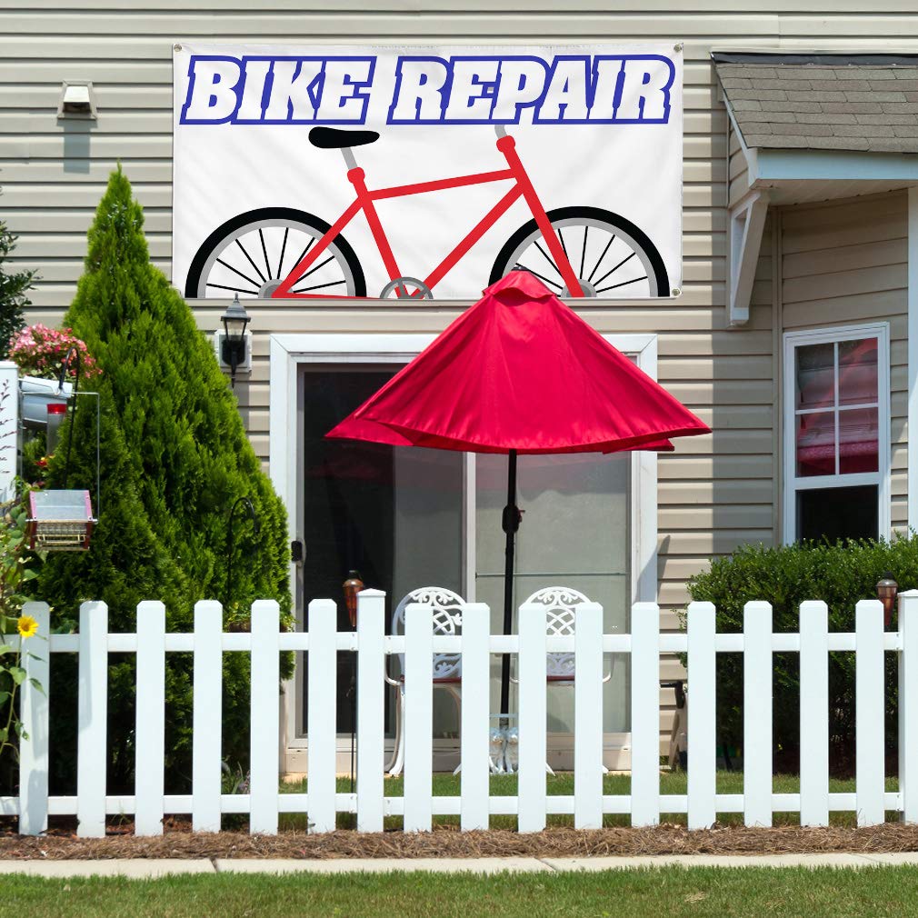 Durable Vinyl Banner for Bike Repair Business - Weatherproof Outdoor Yard Signs with 8 Grommets (48x96 Inches) - Perfect for Storefronts, Events, and Industrial Use