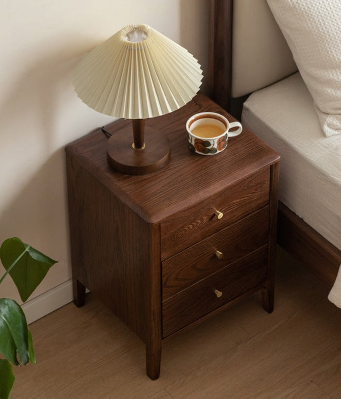 Solid Wood Nightstand - Oak & Cherry Wood Bedside Table for Bedroom, Modern & Rustic Style | Perfect for Bedrooms, Guest Rooms & Home Decor