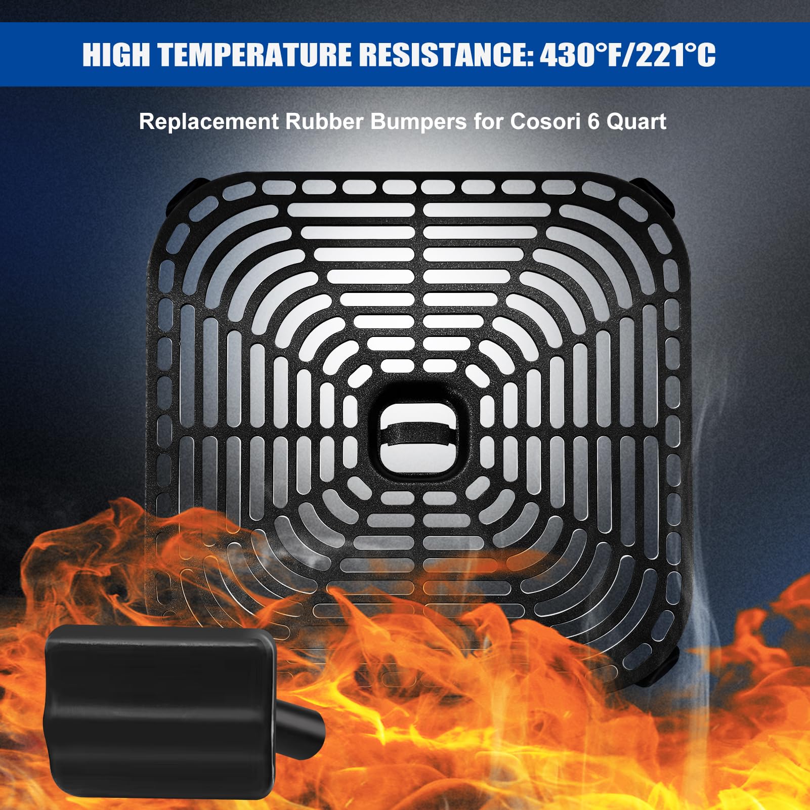 **Cosori 6QT Air Fryer Rubber Feet - 4 Pack Heat-Resistant, Food-Grade Silicone Replacement Pads - Anti-Scratch, Non-Slip Base Protectors for Kitchen Countertops & Tables**    *(Perfect for Extending Air Fryer Lifespan & Protecting Surfaces from Scratches & Heat Damage)*