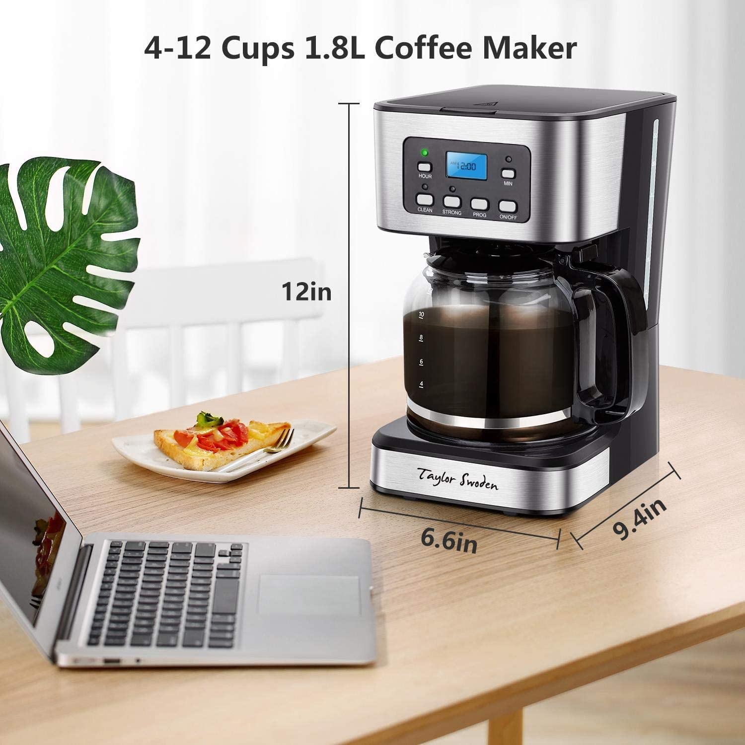 Taylor Swoden Programmable Coffee Maker & Electric Kettle with Tea Infuser - Smart Home Brewing System for Coffee, Tea & Hot Beverages - Perfect for Office, Kitchen & Dorm Use