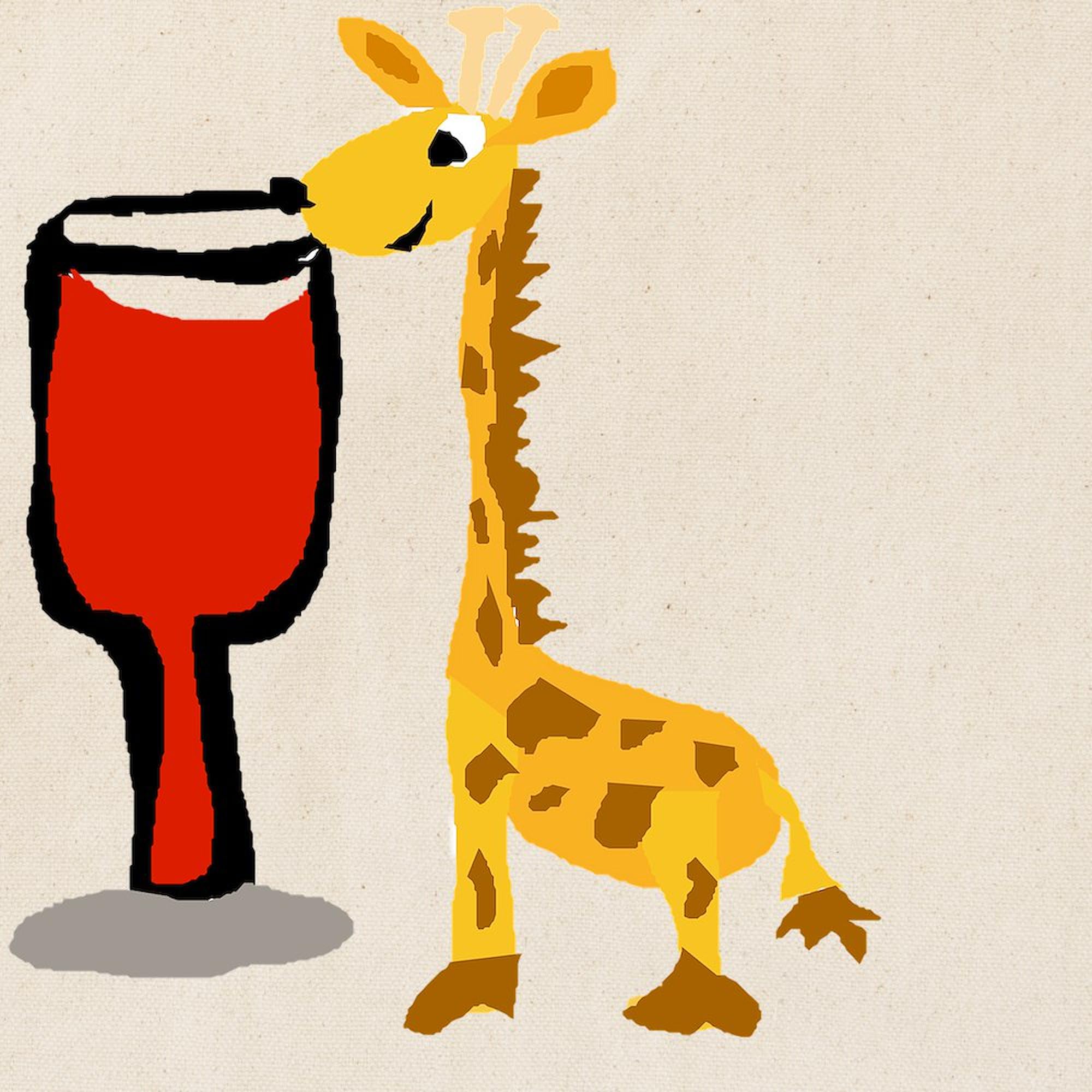 Giraffe Drinking Wine Tote Bag - Natural Canvas Reusable Shopping Bag for Groceries, Beach & Wine Lovers | Eco-Friendly Carryall for Women & Men