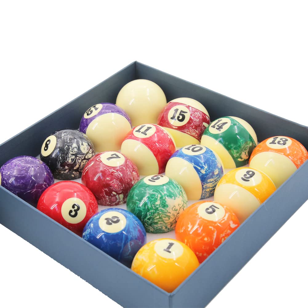Professional 2-1/4 Inch Billiard Ball Set - 16 Pool Balls for Tournament & Home Game Tables - Perfect for 8-Ball, 9-Ball & Snooker Games