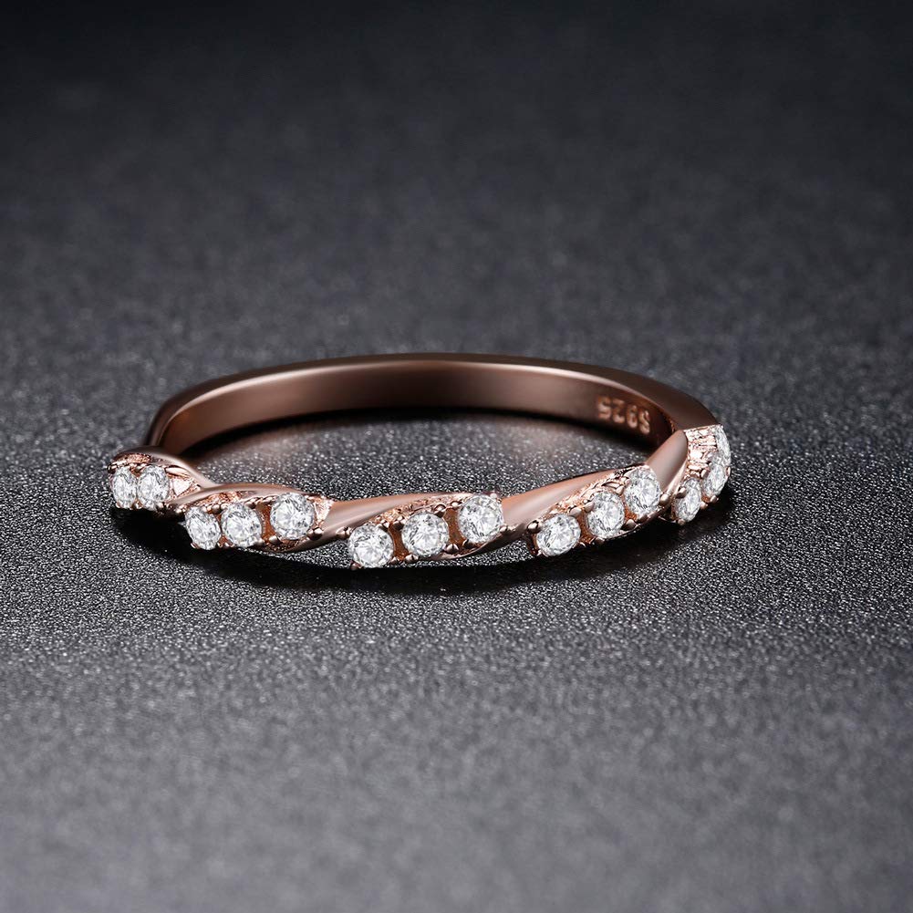 925 Sterling Silver Rose Gold Twisted Ring - Elegant Engagement & Wedding Band for Women - Perfect for Proposals, Anniversaries and Romantic Occasions