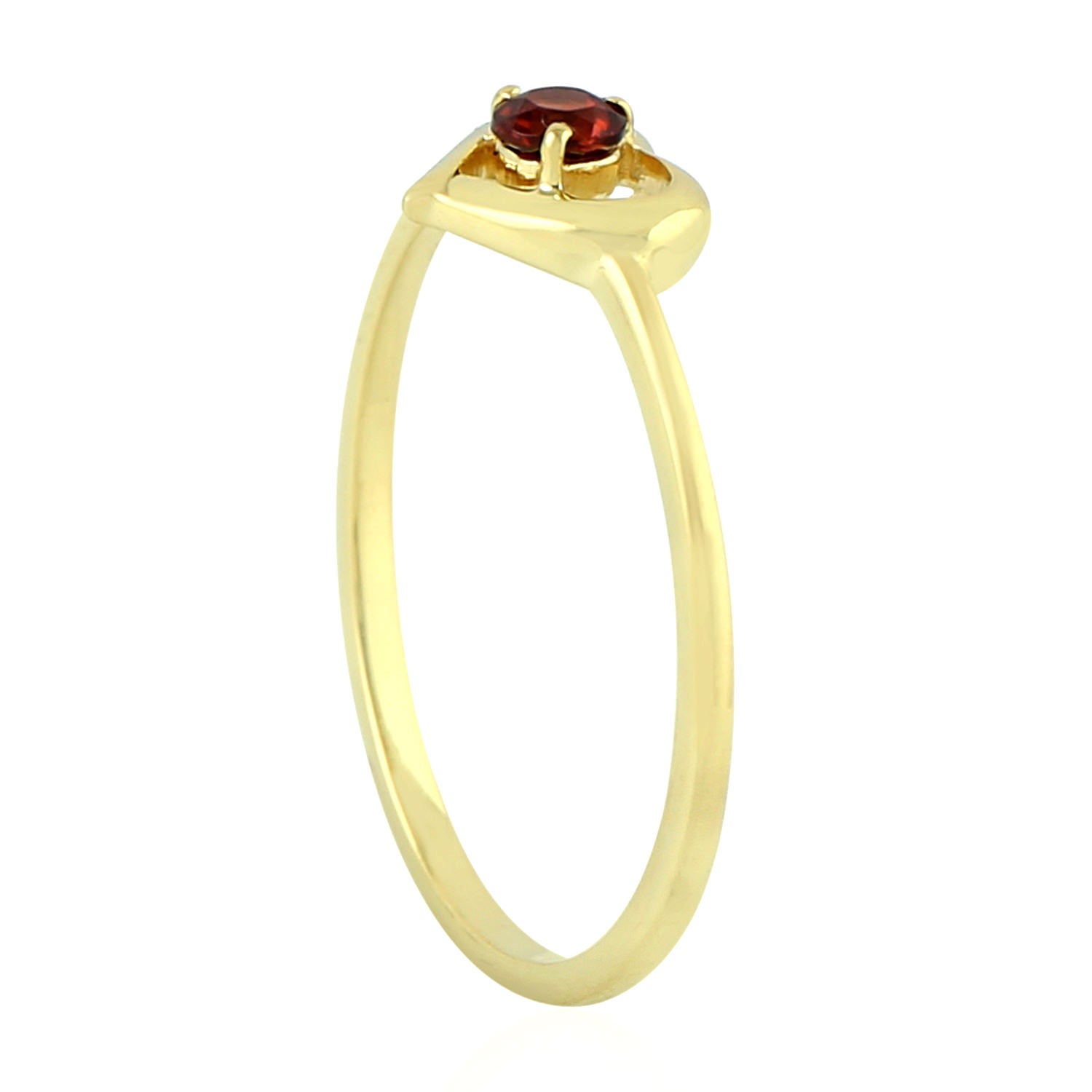 14K Yellow Gold Prong Set Garnet January Birthstone Heart Shape Ring for Women - Elegant Valentine's Day Gift, Anniversary Jewelry & Romantic Occasions