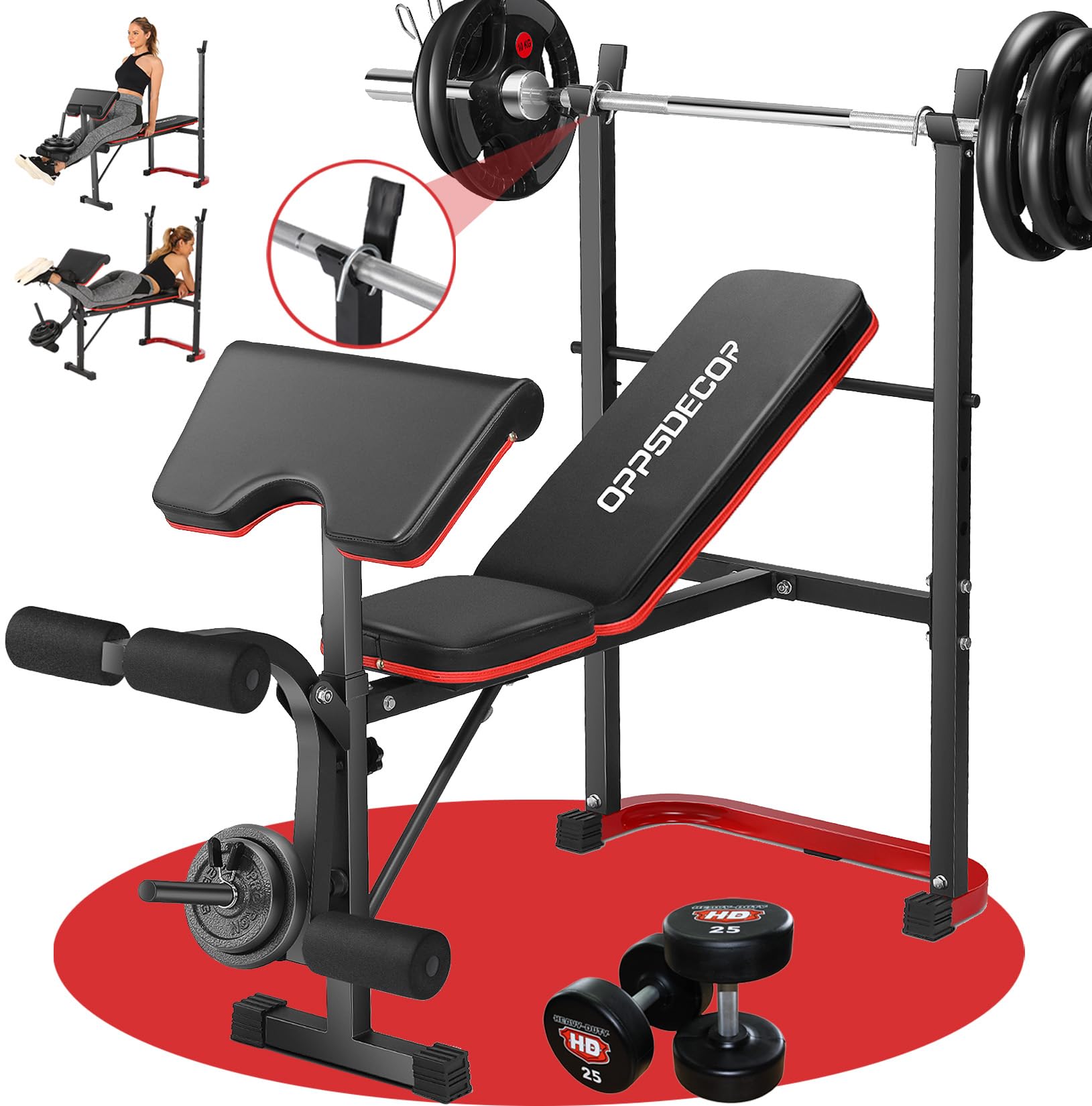 Adjustable Weight Bench Set with Leg Extension & Curl - 660 LBS Capacity, Flat/Incline Workout Bench with Preacher Pad - Home Gym Strength Training Equipment for Teens & Adults - Perfect for Full-Body Workouts, Muscle Building & Home Fitness