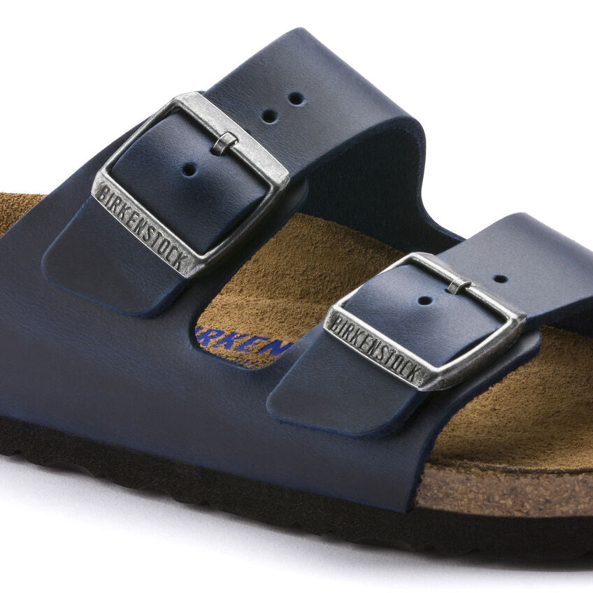 Birkenstock Arizona Oiled Leather Soft Footbed Sandals for Women & Men - Comfortable Blue Leather Sandals for Walking, Travel & Summer Outfits