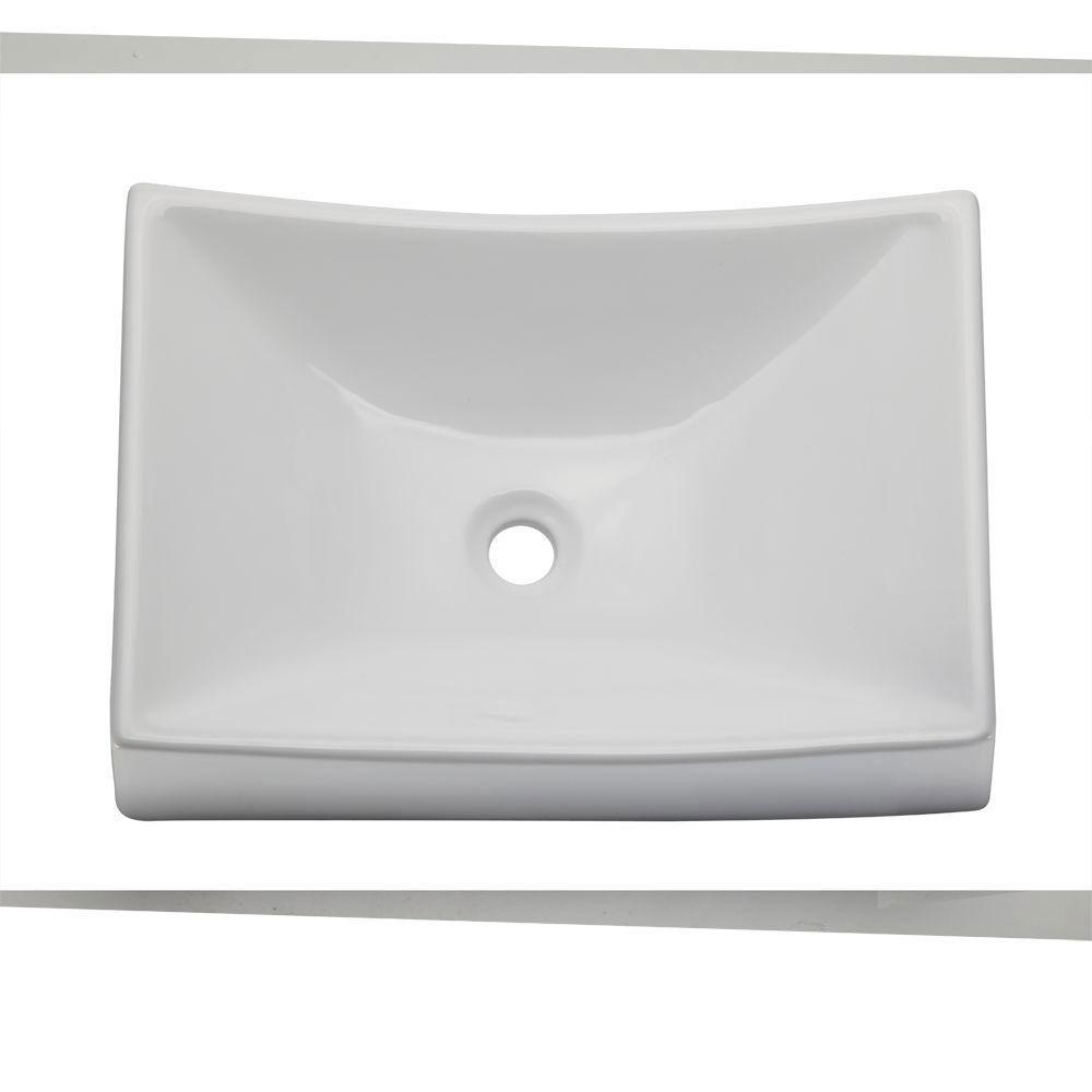 Decolav 1446 CWH Classic White Rectangle Above Counter Bathroom Sink - Modern Above Counter Lavatory for Vanity, Powder Room & Guest Bath - Durable Ceramic Construction