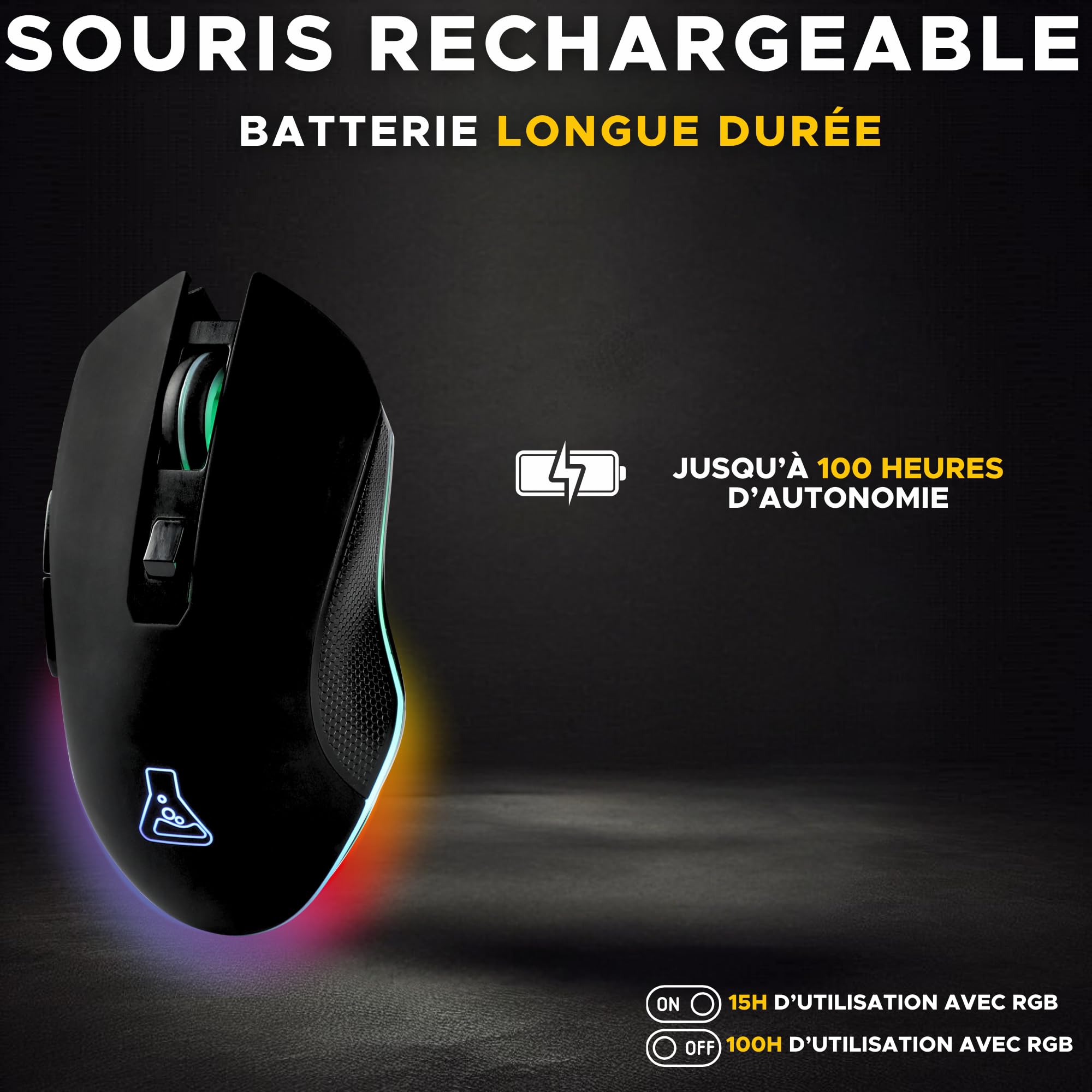 G Lab Kult Helium Wireless Gaming Mouse - Rechargeable 6400 DPI, RGB Backlit with 7 Colors, Wireless Gaming Mouse for PC, PS5, Xbox - Perfect for FPS, MOBA & Esports Gaming