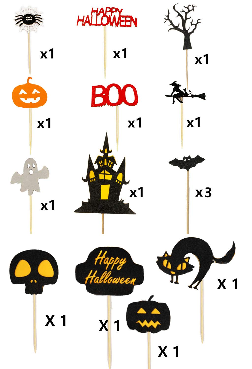 15-Piece Halloween Cake Topper Set - Haunted House, Ghost, Pumpkin & Spider Decorations for Wizard Party, Cupcakes & Spooky Celebrations | Perfect for Halloween Desserts, Birthday Cakes & Themed Events