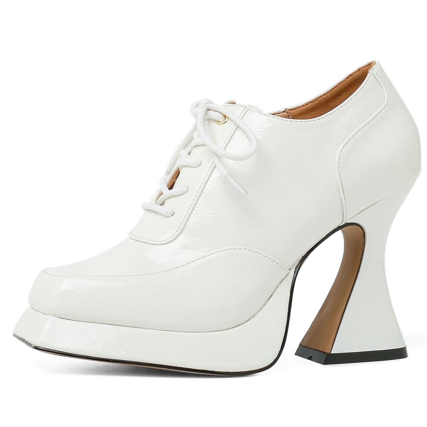 Women's Chunky Heel Ankle Boots 2024 - Square Toe Lace-Up Platform Booties in Black, White, Red & Pink | Stylish Fall & Winter Fashion for Office, Dating & Night Out