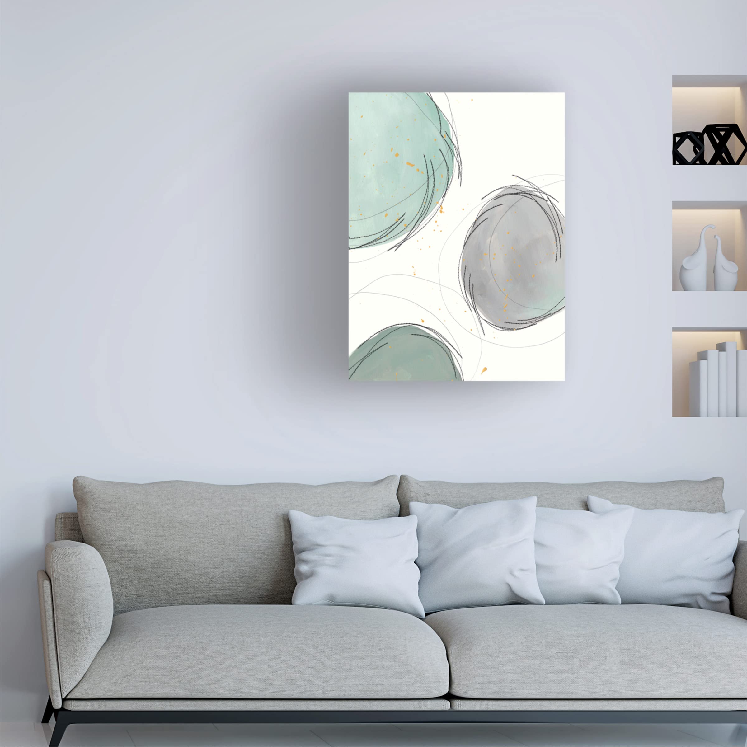 Regina Moore 'Encircled Orbits I' Abstract Canvas Wall Art - Modern Home Decor for Living Room, Bedroom & Office - Framed Fine Art Print