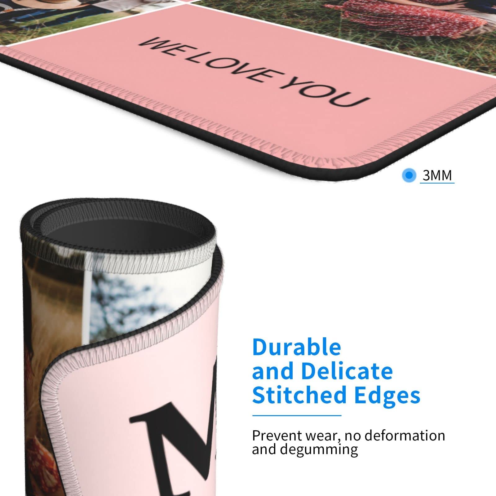 Custom Photo Mouse Pad 11.8x9.8 Inches - Personalized Collage Mouse Mat with Text for Gaming & Office - Unique Gift for Mom, Mother's Day, Birthday - Perfect for Home & Office Workspace