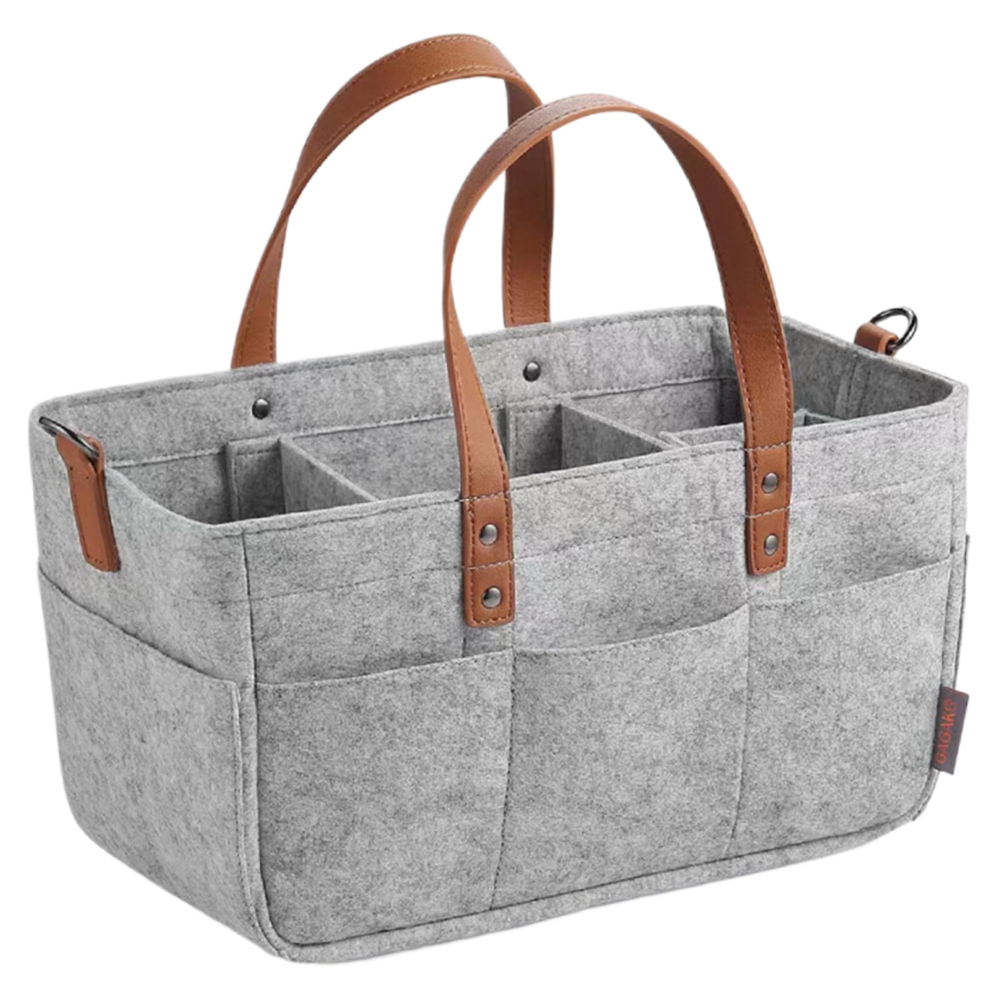 Portable Baby Diaper Caddy Organizer - Foldable Nursery Storage Bag for Diapers, Wipes & Essentials - Grey Felt Changing Table Organizer | Perfect for Nursery, Travel & On-the-Go Parenting