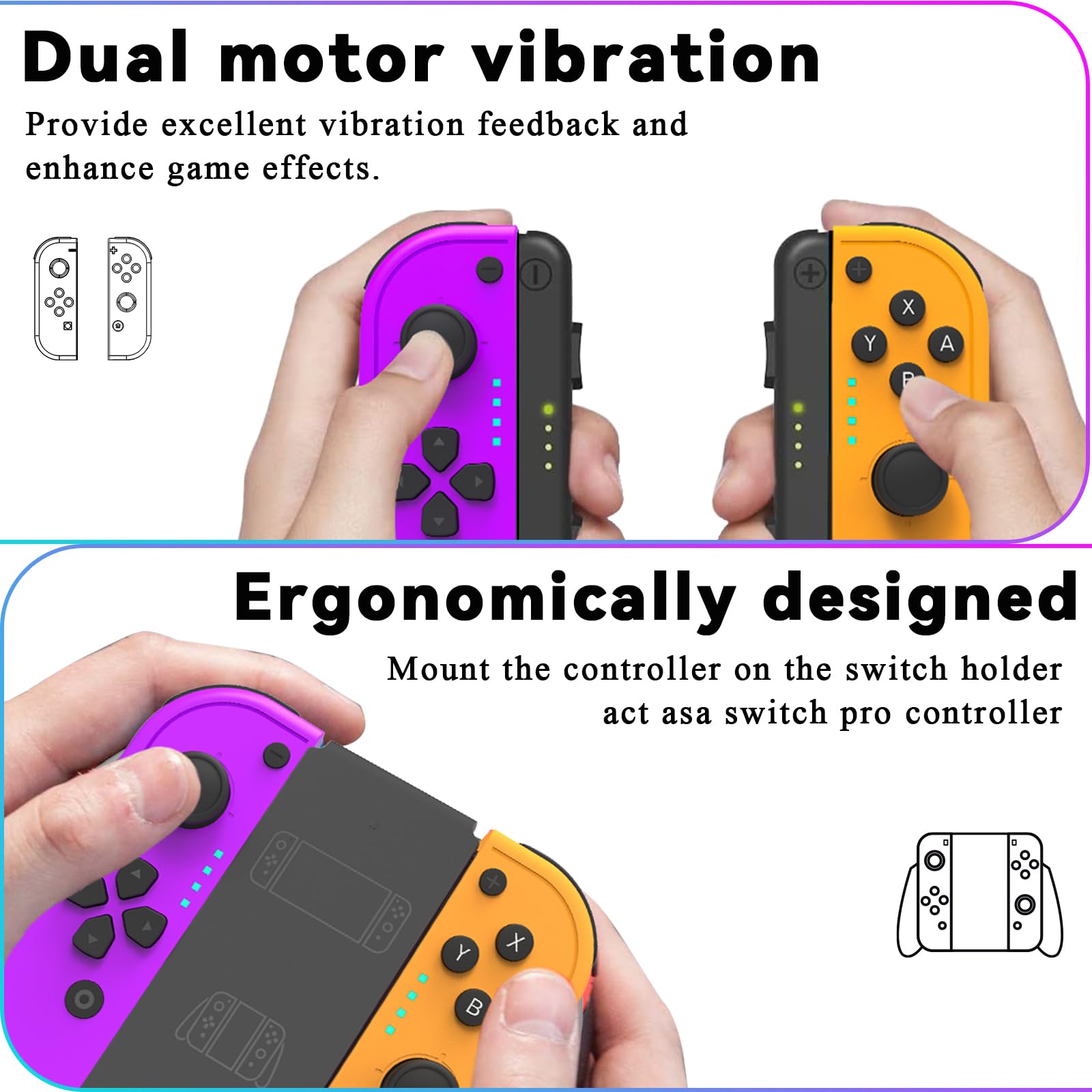 Nintendo Switch/Lite/OLED Wireless Controller Replacement - Left & Right Joy-Con with Motion Control, Dual Vibration, Plug & Play, Wake-Up Function & Comfort Grip - Perfect for Gaming, Travel & Family Entertainment