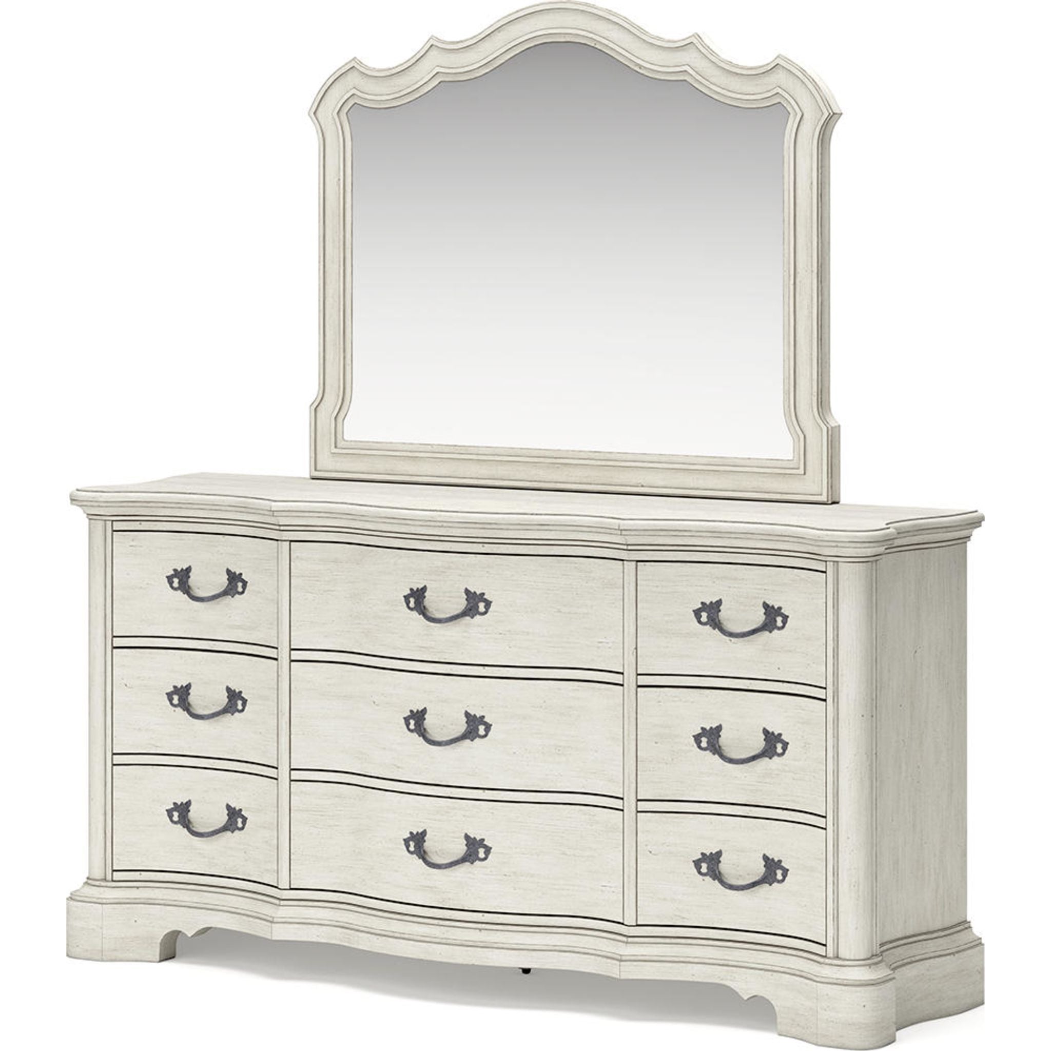 Arlendyne Antique White Dresser with Mirror - Elegant Bedroom Furniture for Home Decor & Storage