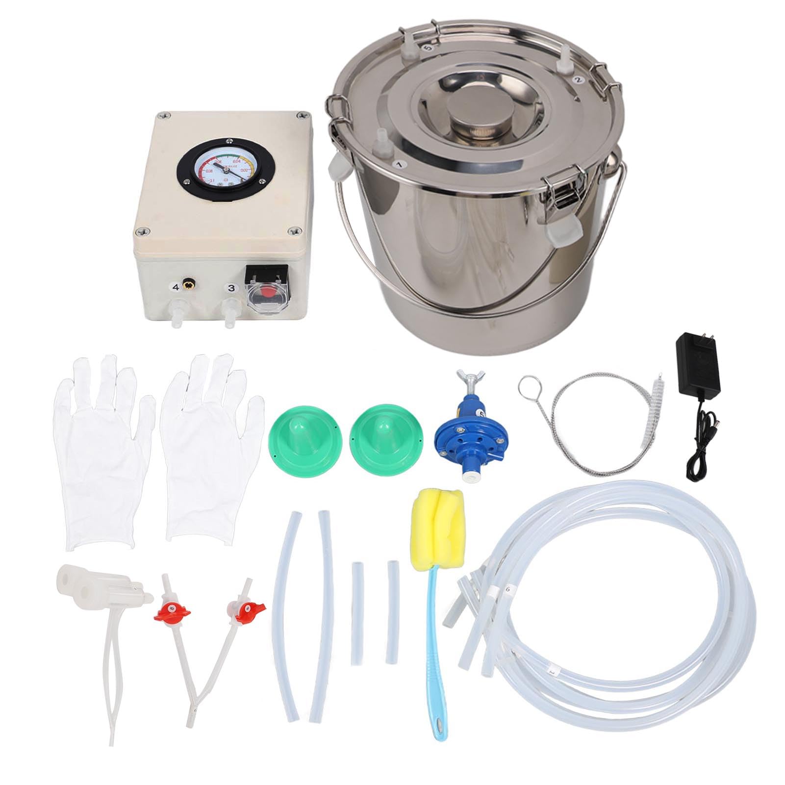 Electric Pulsation Milking Machine - Time & Labor Saving Goat Milking Equipment with Silicone Hose (US Plug) - Perfect for Dairy Farms, Small Homesteads & Goat Milk Storage/Transport