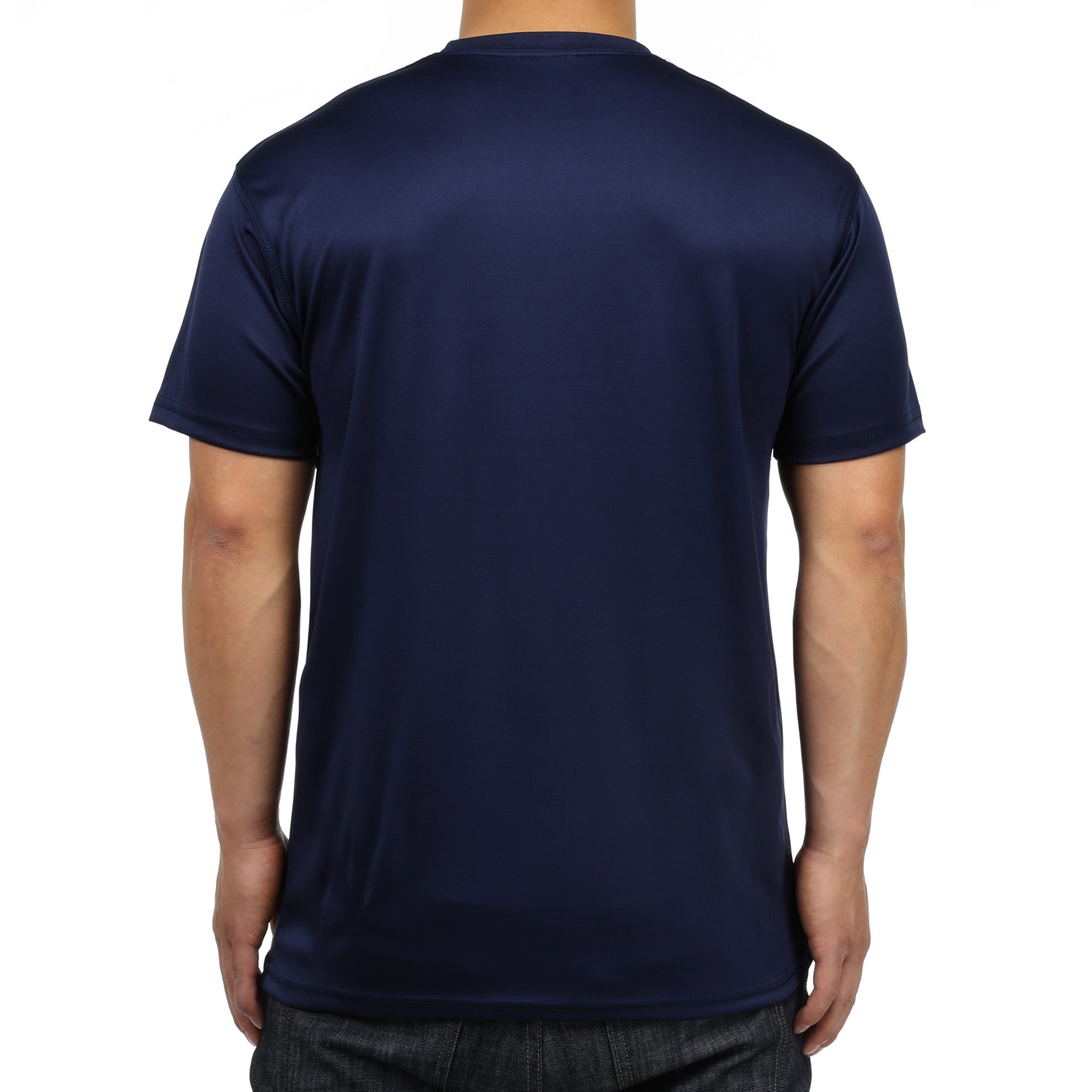 Premium New Star Polyester Crew Neck Short Sleeve T-Shirt for Men - Navy Blue - Soft & Breathable Fabric for Casual Wear, Gym & Everyday Use
