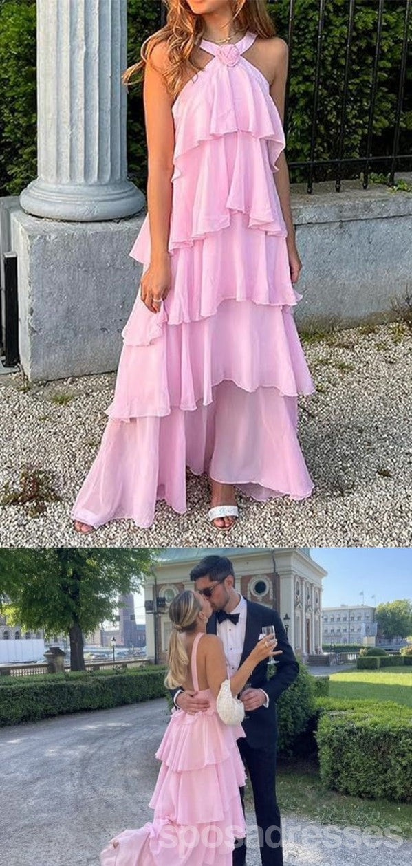 Elegant Pink A-Line Halter Maxi Long Party Prom Dresses for Women - Formal Evening Gown for Homecoming, Wedding, Ball & Special Occasions