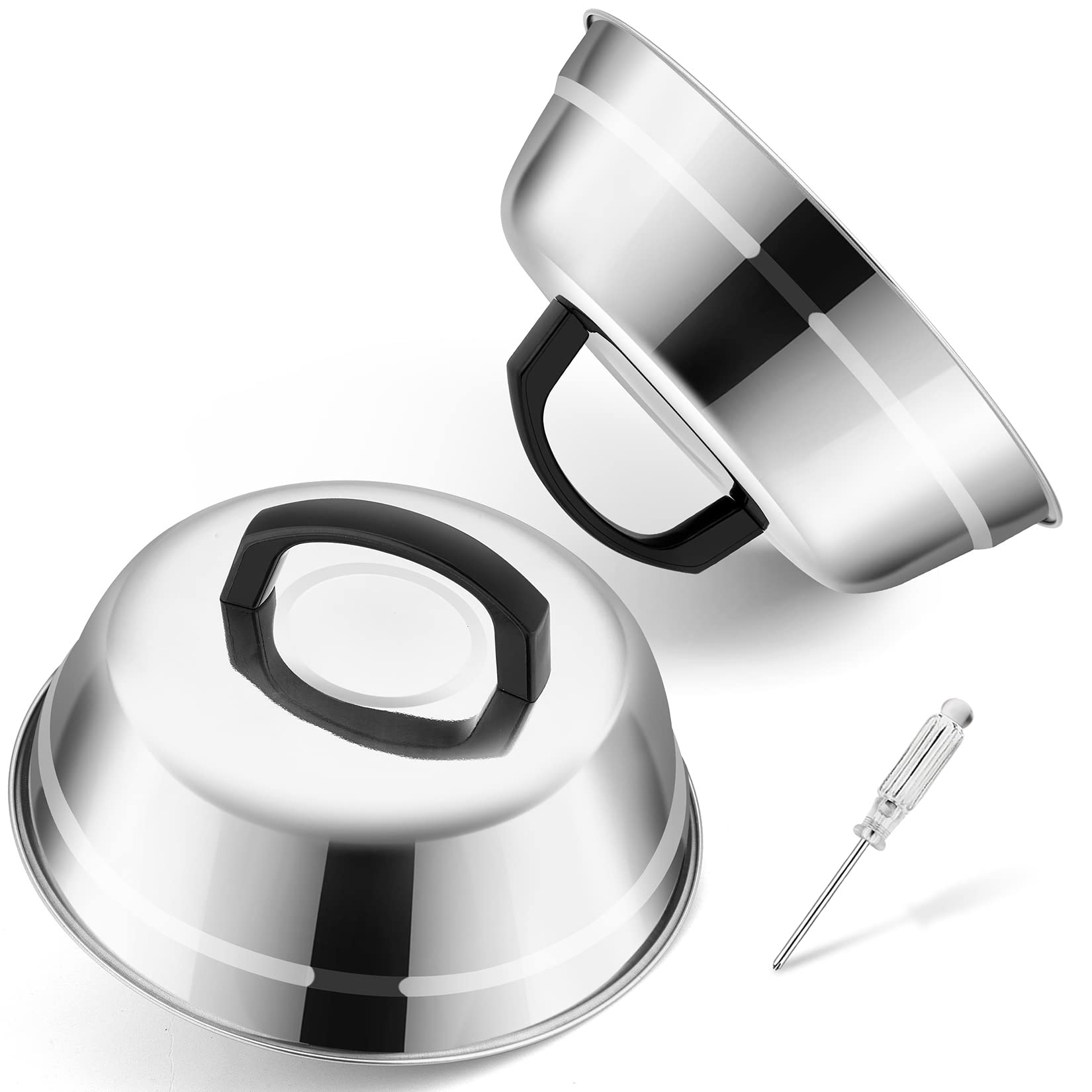 Joyfair 9-Inch Stainless Steel Basting Cover & Cheese Melting Dome for Griddle – Heat-Resistant Handle, Heavy Duty & Dishwasher Safe (2-Pack) – Perfect for Outdoor Camping, BBQ Grilling, Flat Top Teppanyaki & Indoor Kitchen Use