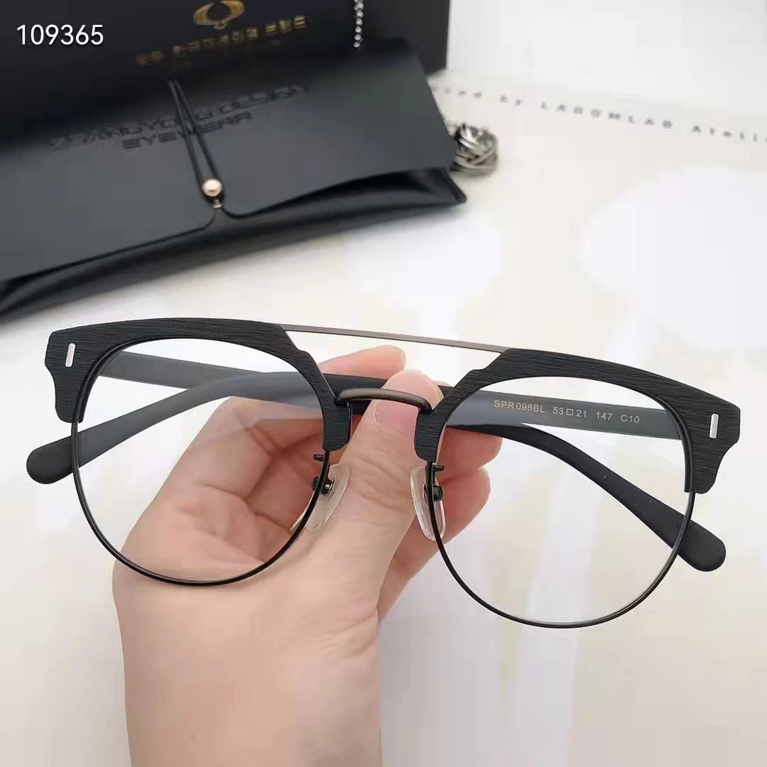 Aimee Unisex Full Rim Round Double Bridge Acetate Alloy Eyeglasses 1093 - Stylish Retro Frame for Men & Women - Perfect for Reading, Work, and Fashion Accessories