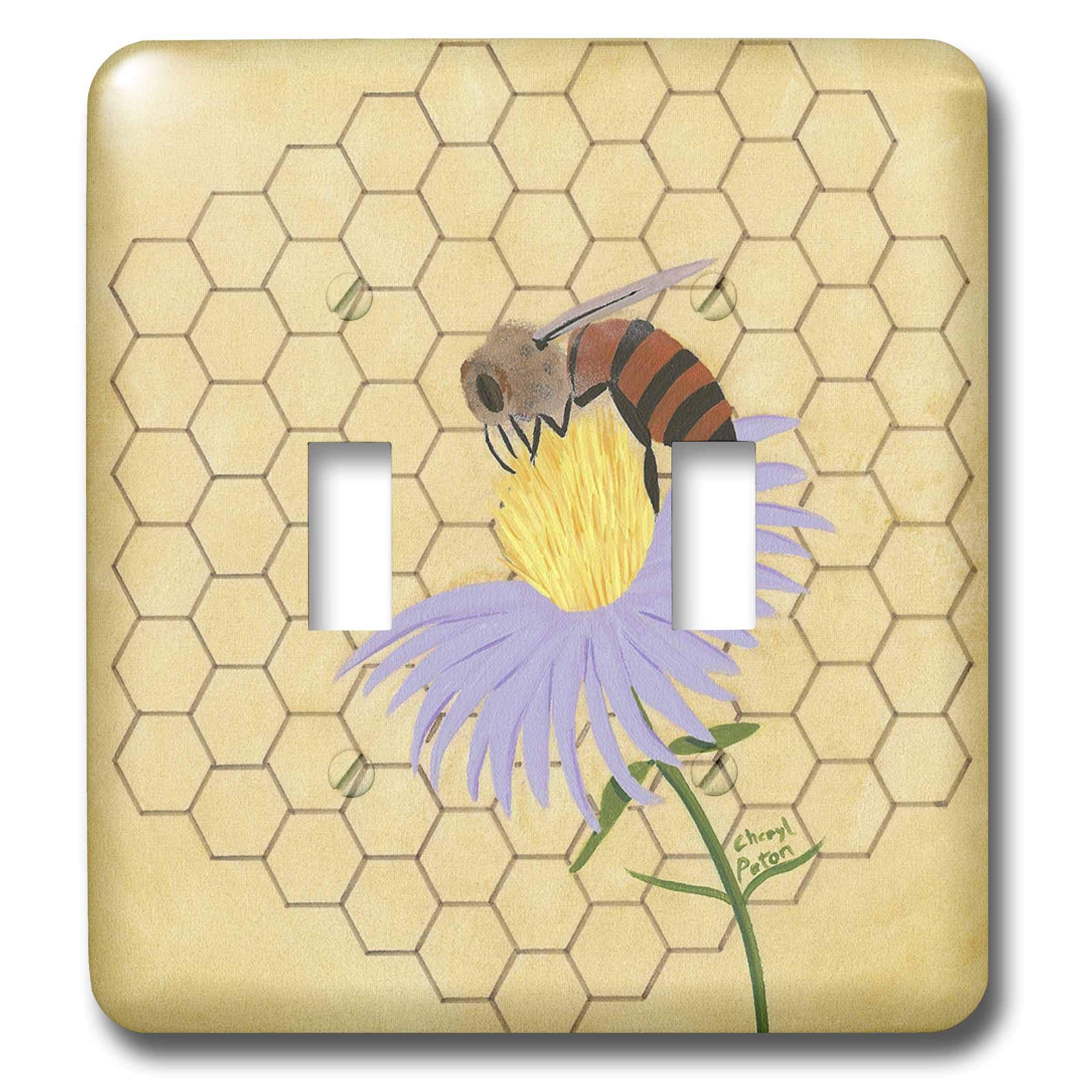3D Toggle Switch with Honey Bee on Flower Design - Double Toggle Switch for Home, Office, and DIY Projects - Perfect for Light Switches, Cabinets, and Electrical Panels