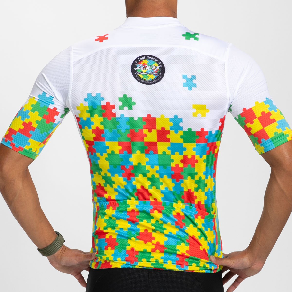 Men's Cycling Aero Jersey with Autism Puzzle Design - Lightweight Breathable Bike Shirt for Road & Mountain Biking - Ideal for Charity Rides & Awareness Events