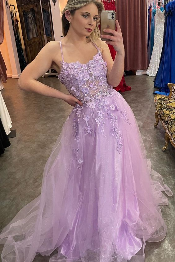 Lavender A-Line Long Prom Dress with Appliques - Elegant Birthday Party Gown 2291 | Perfect for Homecoming, Formal Dances & Special Occasions