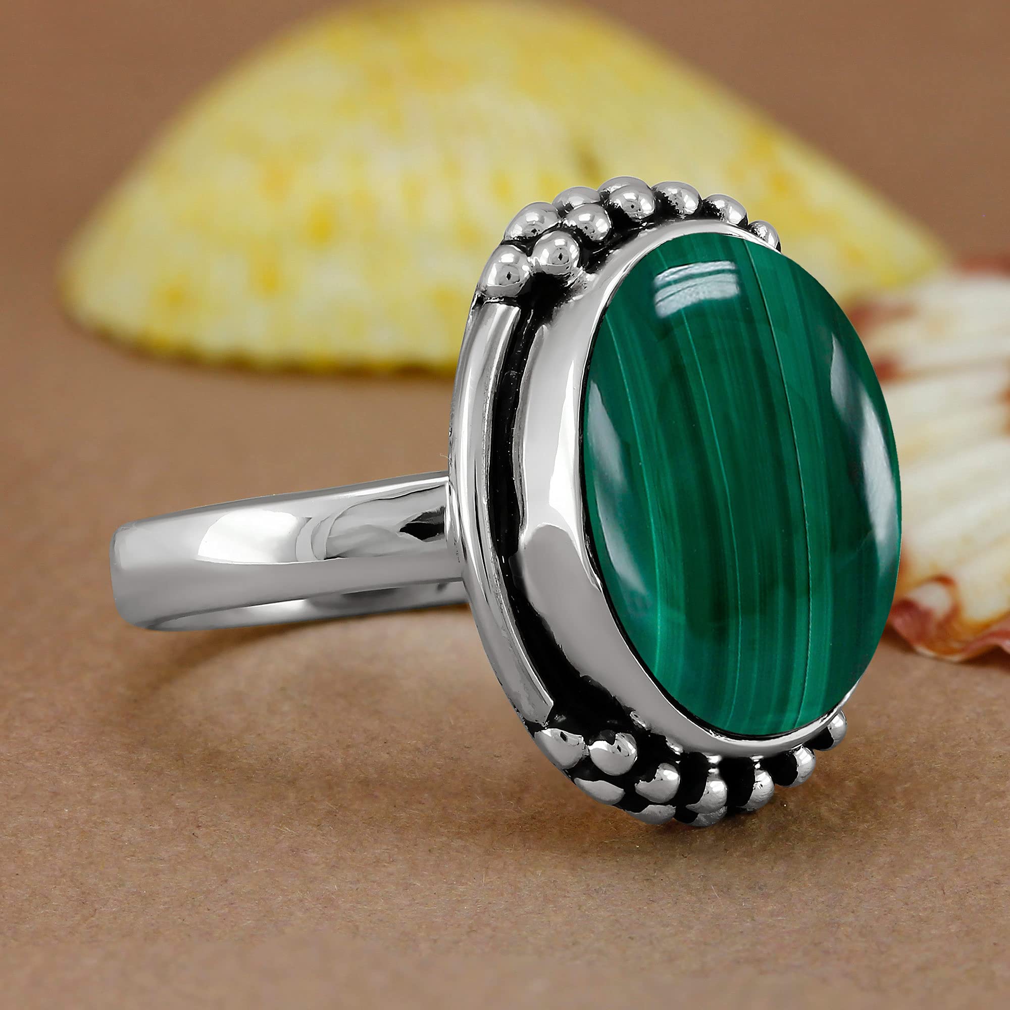 TISHAVI Sterling Silver 7.90Ct Oval Natural Gemstone Birthstone Ring for Women - Perfect Mother's Day, Birthday & Anniversary Gift for Mom, Wife - Elegant Jewelry for Special Occasions & Everyday Wear