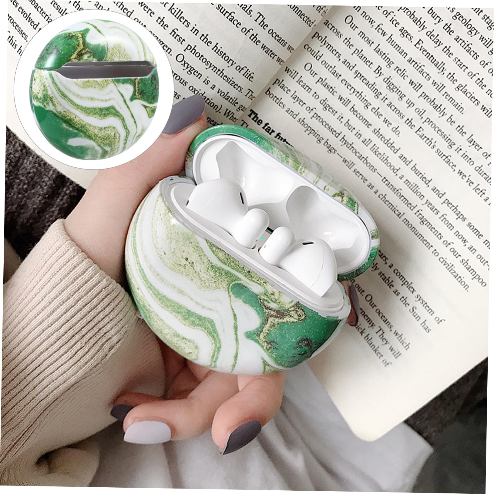 HOMSFOU Marble Wireless Earbud Case Cover - Compatible with Huawei FreeBuds, Stylish Marble Texture Protective Cover (1-Pack) - Perfect for Travel, Workout & Daily Use