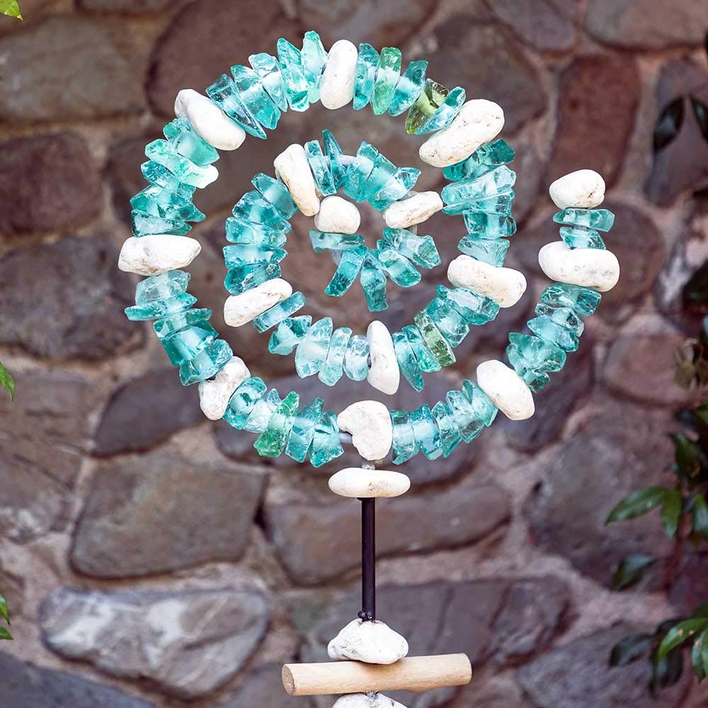 Large 40-Inch Glass Spiral Garden Stand - Elegant Plant Holder for Indoor/Outdoor Decor, Perfect for Patio, Balcony & Home Garden Display