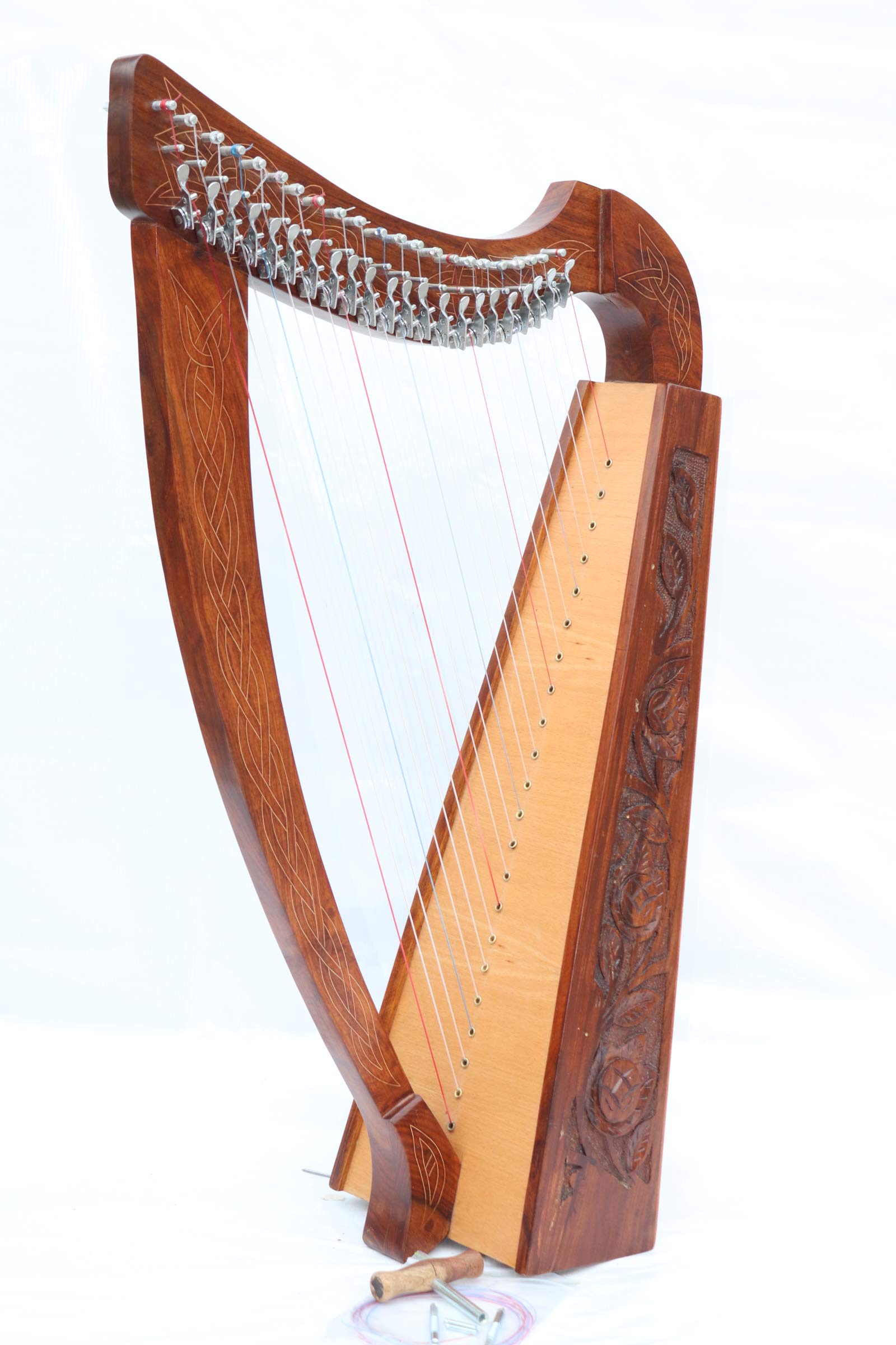 22-String Celtic Irish Lever Harp with Free Extra Strings & Tuning Key | Professional Folk Music Instrument for Performances, Weddings & Home Decor
