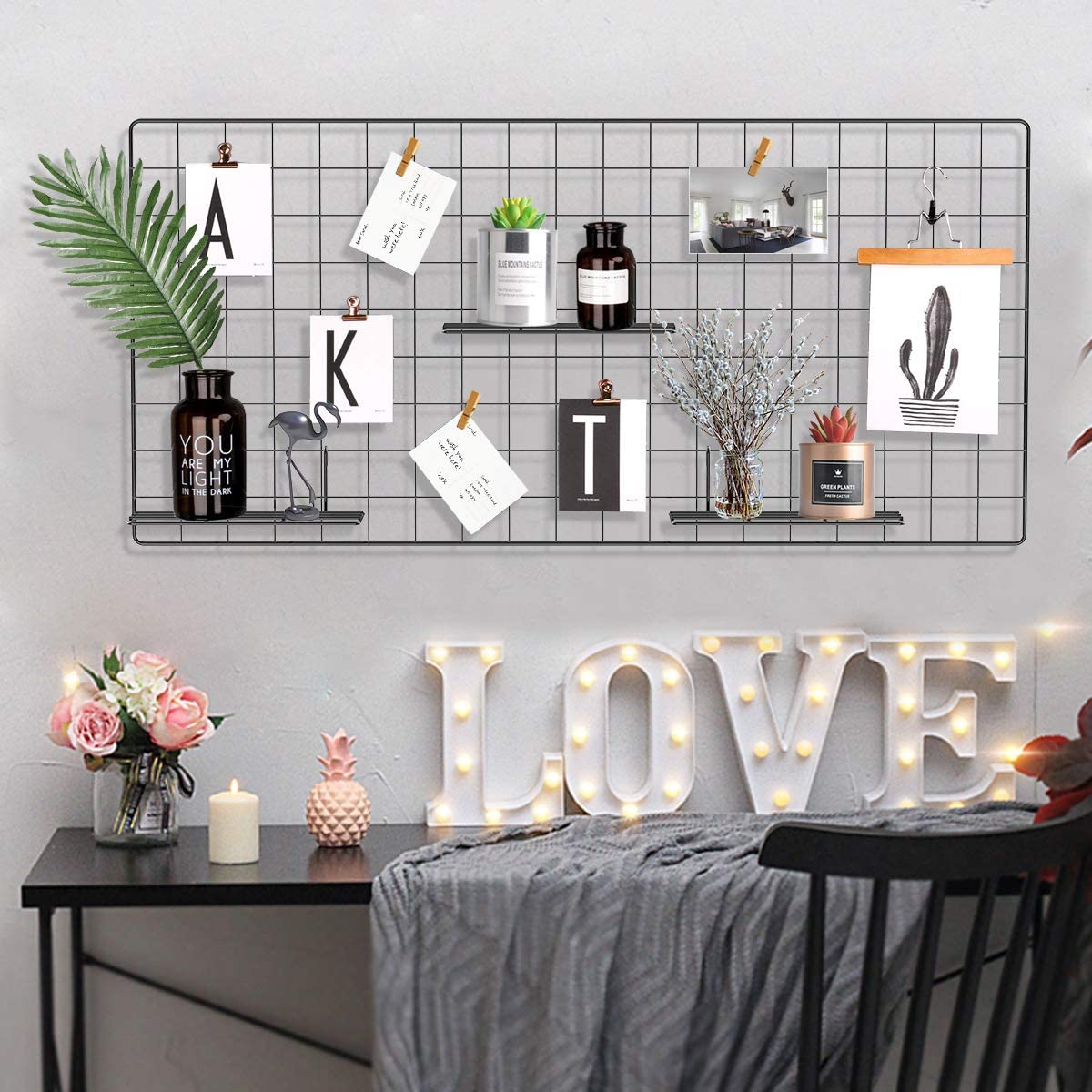 Pulatree Black Metal Grid Photo Wall Panel - 37.4