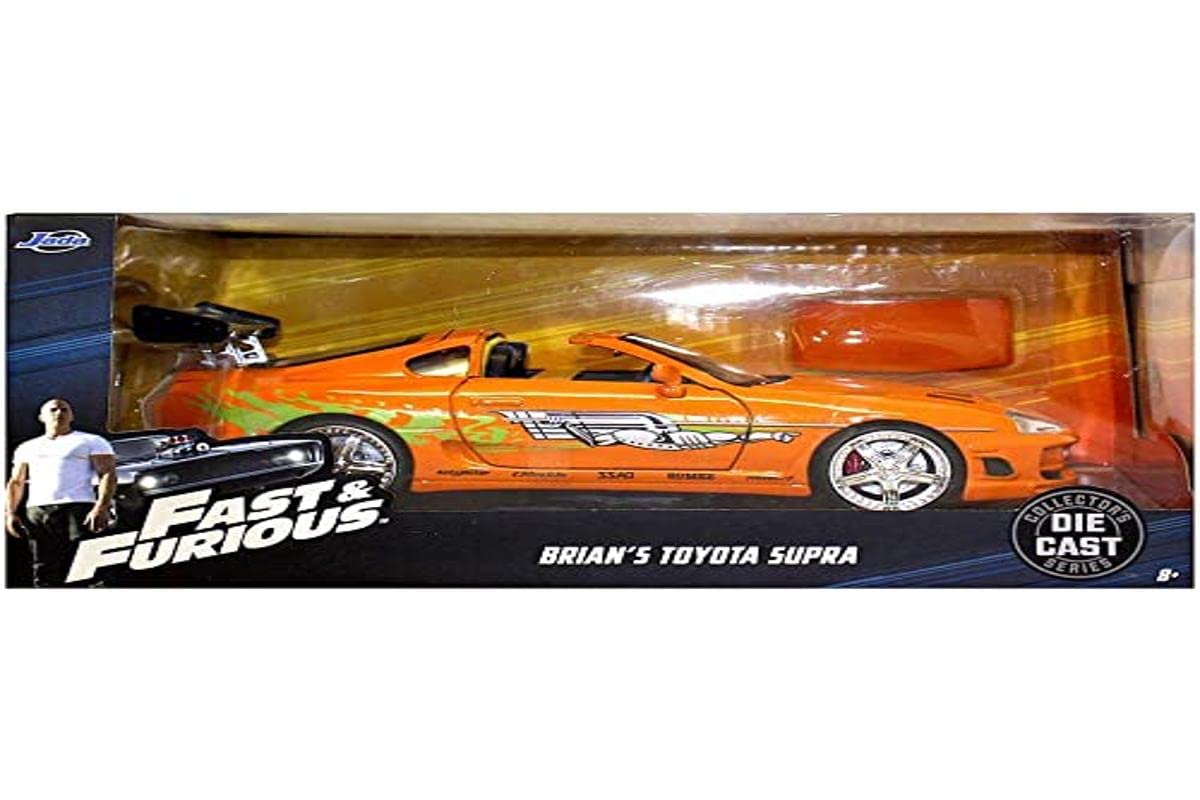Jada Toys Fast & Furious 1:24 Scale Brian's Toyota Supra Die-cast Model Car - Collectible Orange Replica (97168) for Kids & Adults - Perfect for Movie Fans, Display & Gift Giving