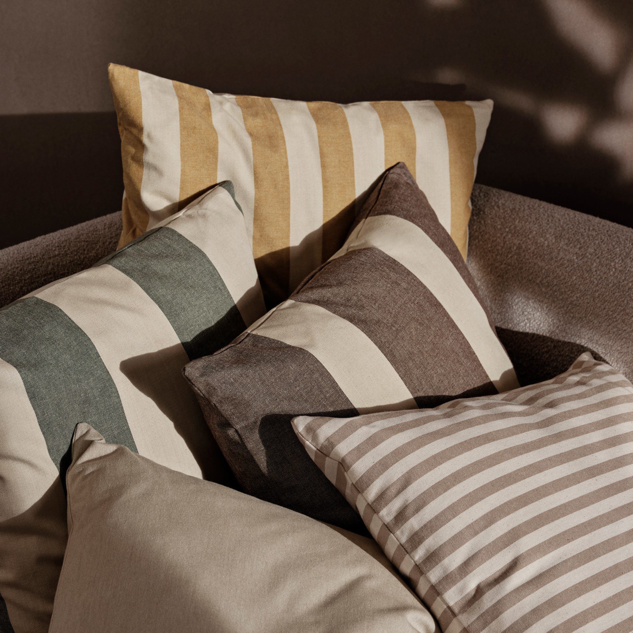 FERM LIVING Strand Outdoor Cushion - Sand/Off White Water-Resistant Pillow for Patio, Garden & Poolside Lounge Chairs - Durable All-Weather Decorative Throw Pillow