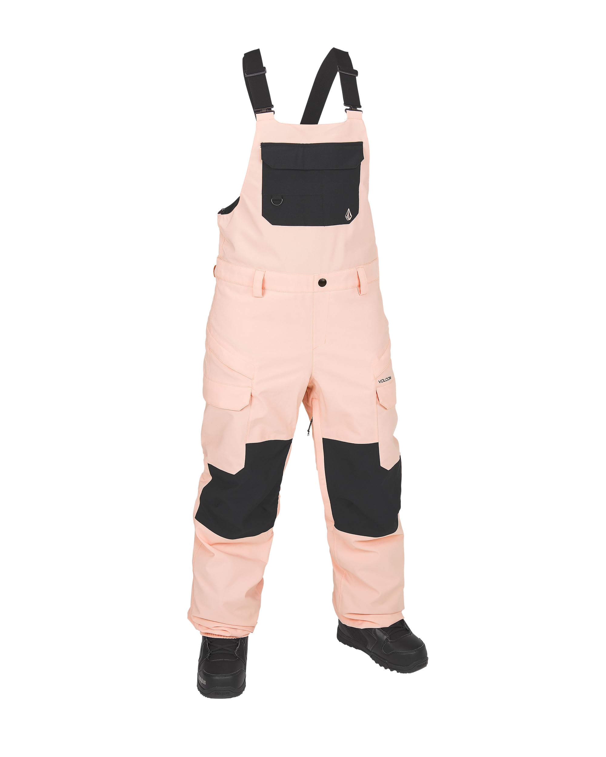Volcom Women's Creston 3D Stretch Relaxed Fit Snowboard Bib Overalls - Waterproof Insulated Winter Pants for Skiing & Snowboarding (Coral Haze)