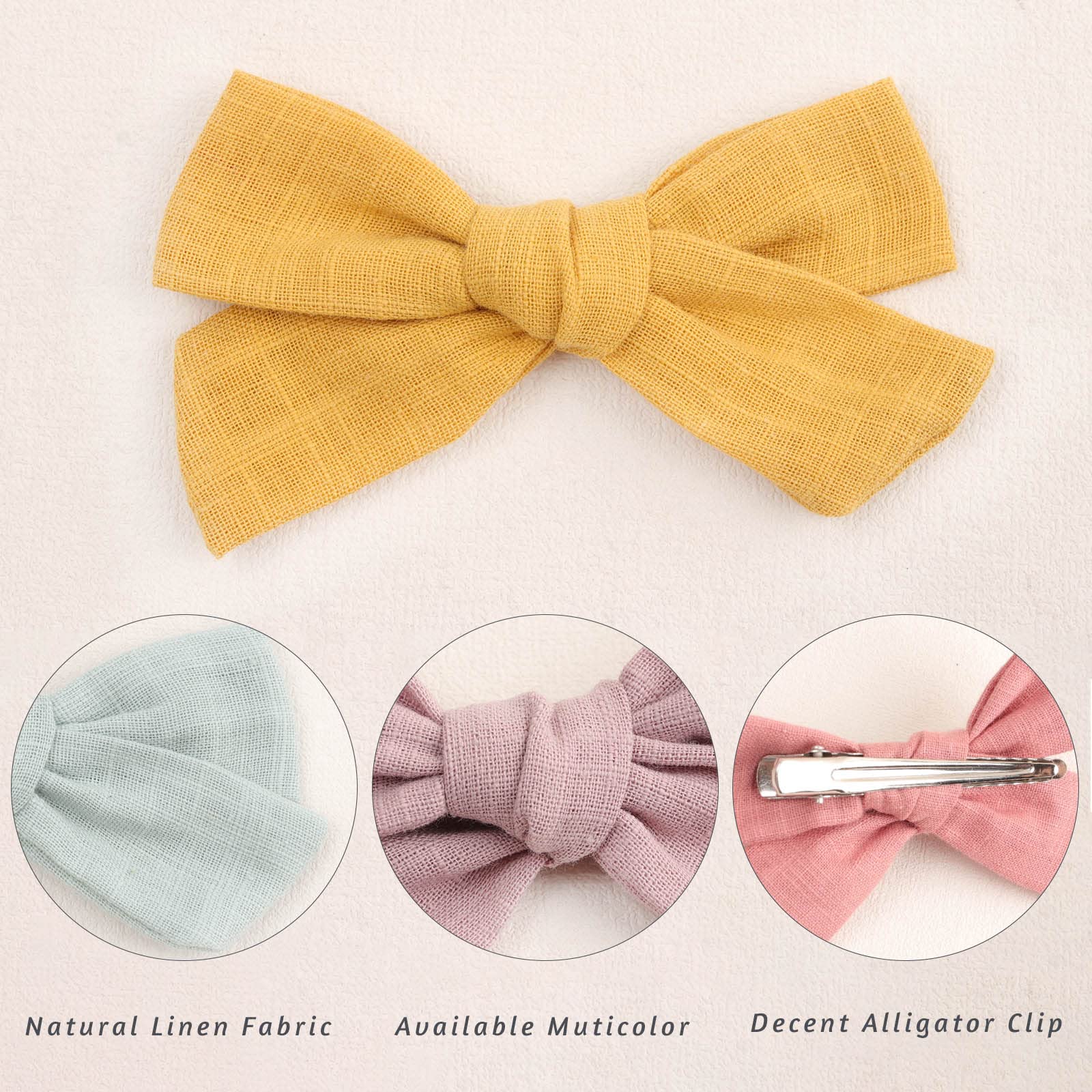 40Pcs 3.5 Inch Neutral Linen Hair Bows Clips for Baby Girls - Double Bun Ponytail Bow Hair Barrettes Accessories for Infants Toddlers & Kids (20 Pairs) - Perfect for Birthday Parties, Photo Shoots & Daily Outfits