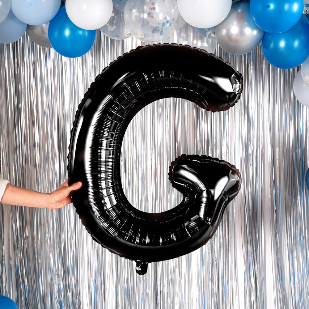 Black Mylar Letter G Balloon - 40 Inch Large Foil Balloon for Birthday Party Decorations, Baby Showers & Graduation Celebrations (1 Count Box)