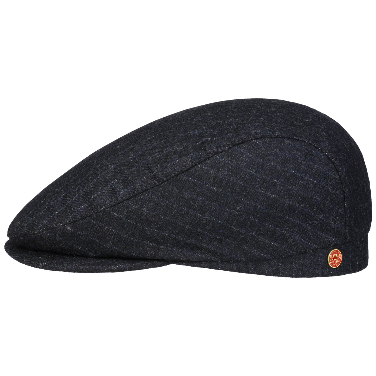 Mayser Frankie Pinstripe Flat Cap for Men - Classic Wool Fedora Hat with Brim - Perfect for Outdoor Events, Golf & Vintage Style Fashion