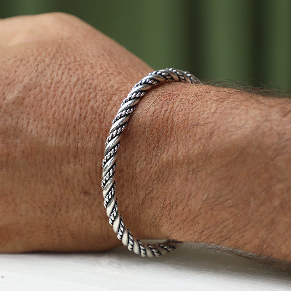 Viking Bracelets for Men & Women - 925 Sterling Silver Cuffs in Various Designs (Sizes M, L, XL) - Perfect for Viking Lovers, Cosplay, and Everyday Wear