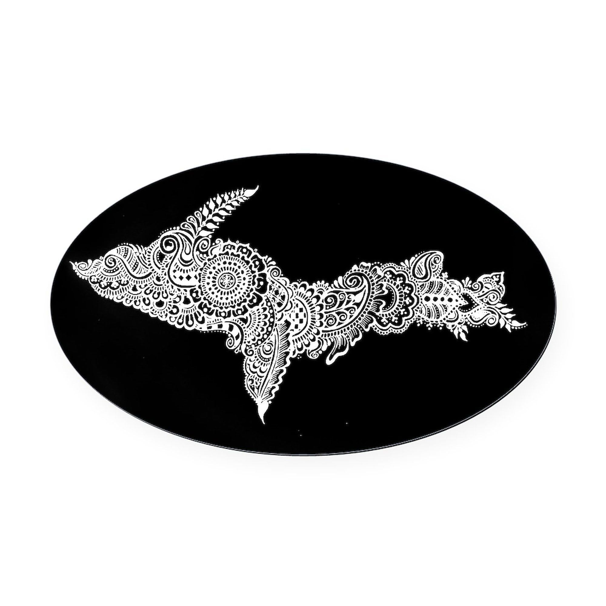 Michigan's Upper Peninsula Oval Car Magnet - White on Black Euro Bumper Sticker for Cars, Trucks & RVs | Perfect for Travel, State Pride & Personalized Decoration