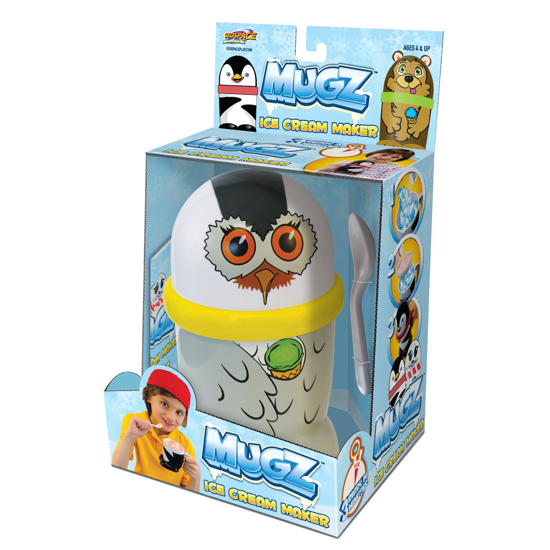 Personal-Size Ice Cream Maker - Instant DIY Mini Ice Cream & Slushy Machine for Kids & Adults (Snowy Owl Design) | Perfect for Birthday Parties, Summer Treats & Family Fun