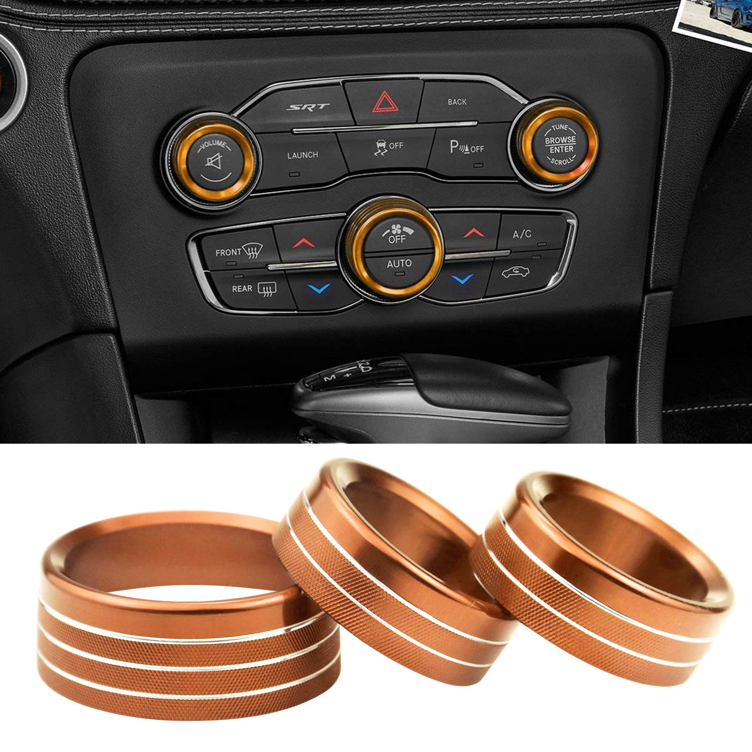 2015-2019 Dodge Challenger/Chrysler 300 300s/Charger AC Switch Knob - Aluminum Alloy Replacement Button (Orange) - Interior Car Accessories & Dashboard Upgrade for Enhanced Driving Comfort
