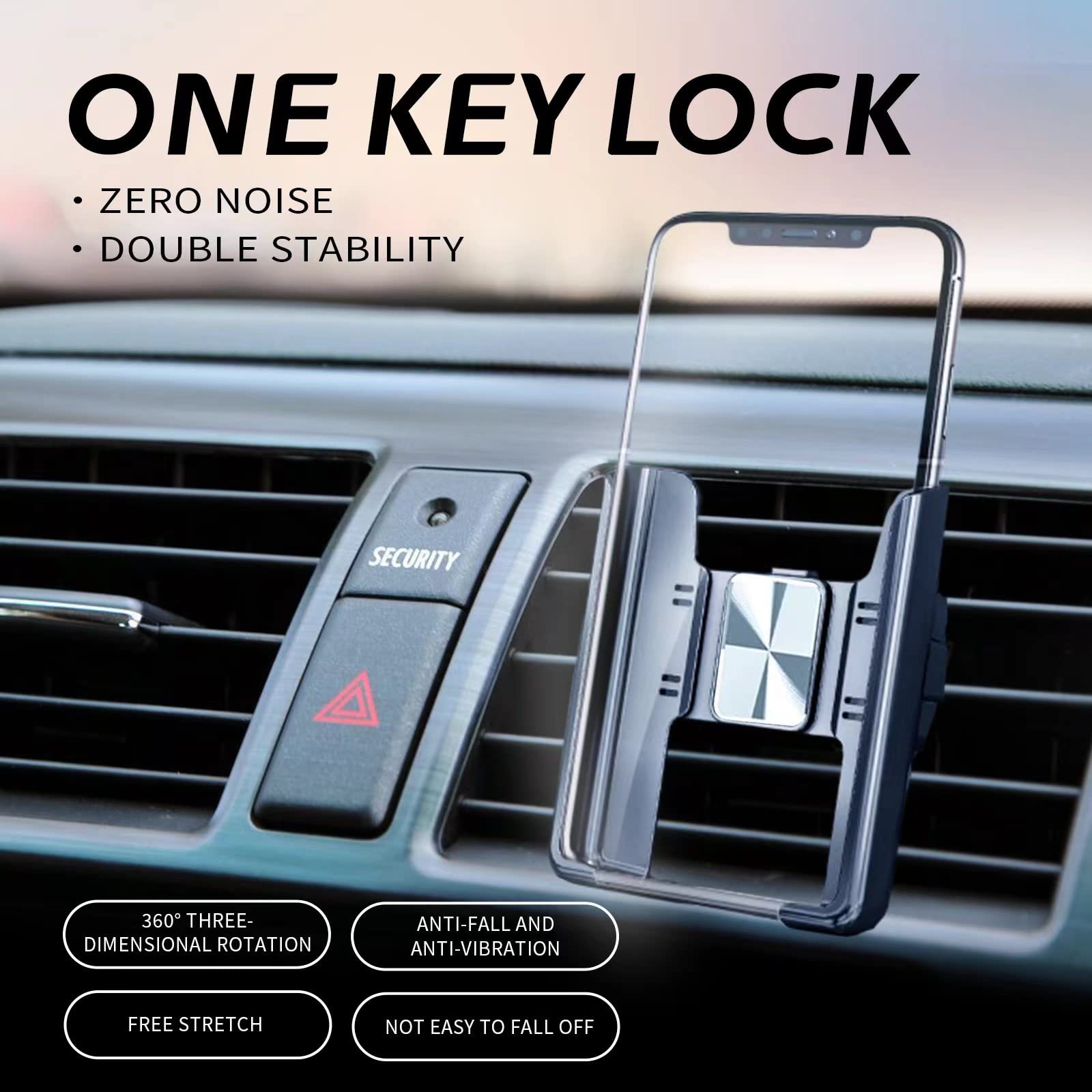Upgraded Car Vent Phone Holder - Secure Clip, 360° Rotation for All Smartphones - Perfect for Hands-Free Driving (Silver)