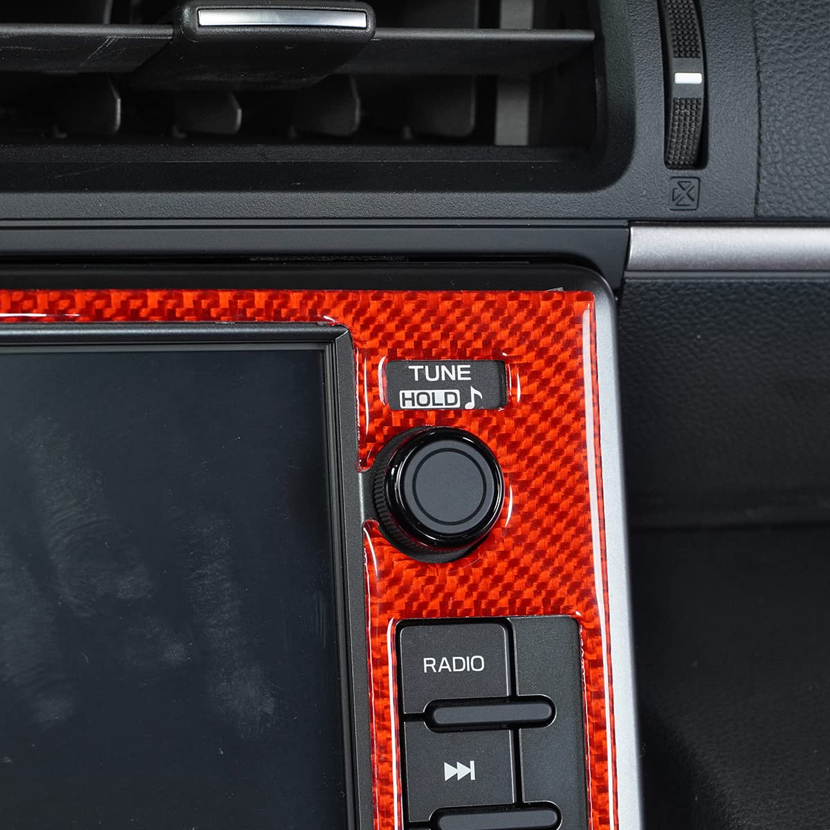 2022 Subaru BRZ Real Carbon Fiber Soft Trim Accessories - GPS Navigation Screen Decorative Frame Panel Sticker (Red Carbon Fiber) | Interior Upgrade for Enhanced Style & Protection