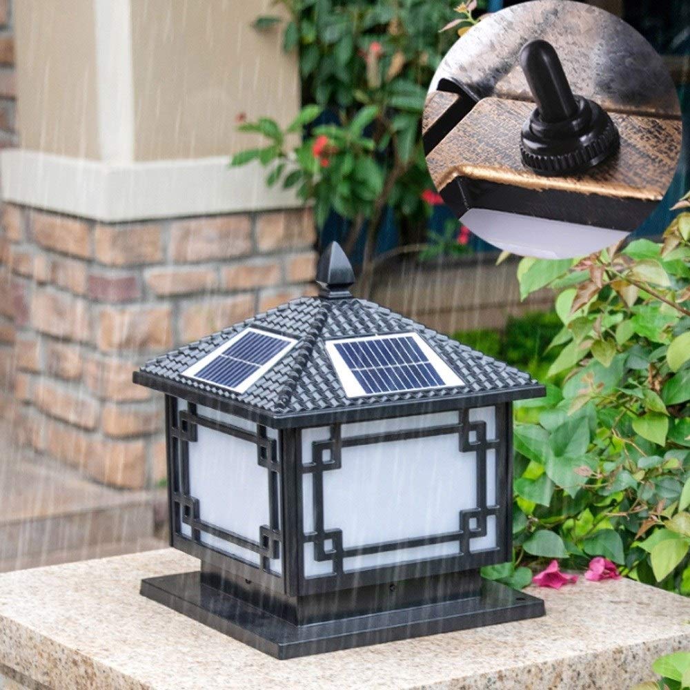 Solar Powered Outdoor LED Post Lantern - Waterproof IP55 Metal Column Light with Intelligent Sensor | Energy Efficient Retro Square Design for Patio, Garden, Fence & Landscape Lighting | Perfect for Backyard, Pathway & Driveway Illumination