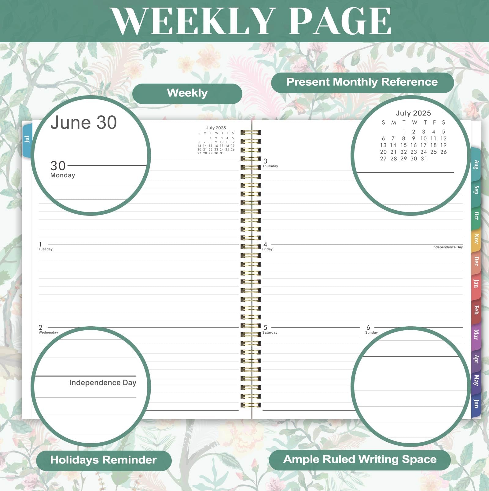 2025-2026 Academic Planner - July 2025 to June 2026 Weekly & Monthly Organizer with Colorful Tabs, 9