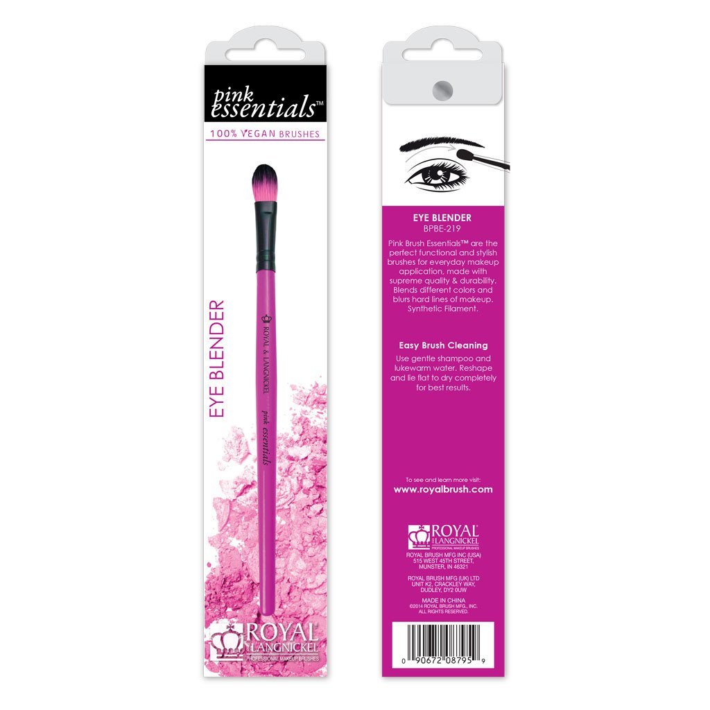 Royal & Langnickel Pink Essentials Synthetic Eye Blender - Professional Makeup Brush for Blending Eyeshadow, Soft & Durable - Perfect for Everyday Makeup & Professional Looks