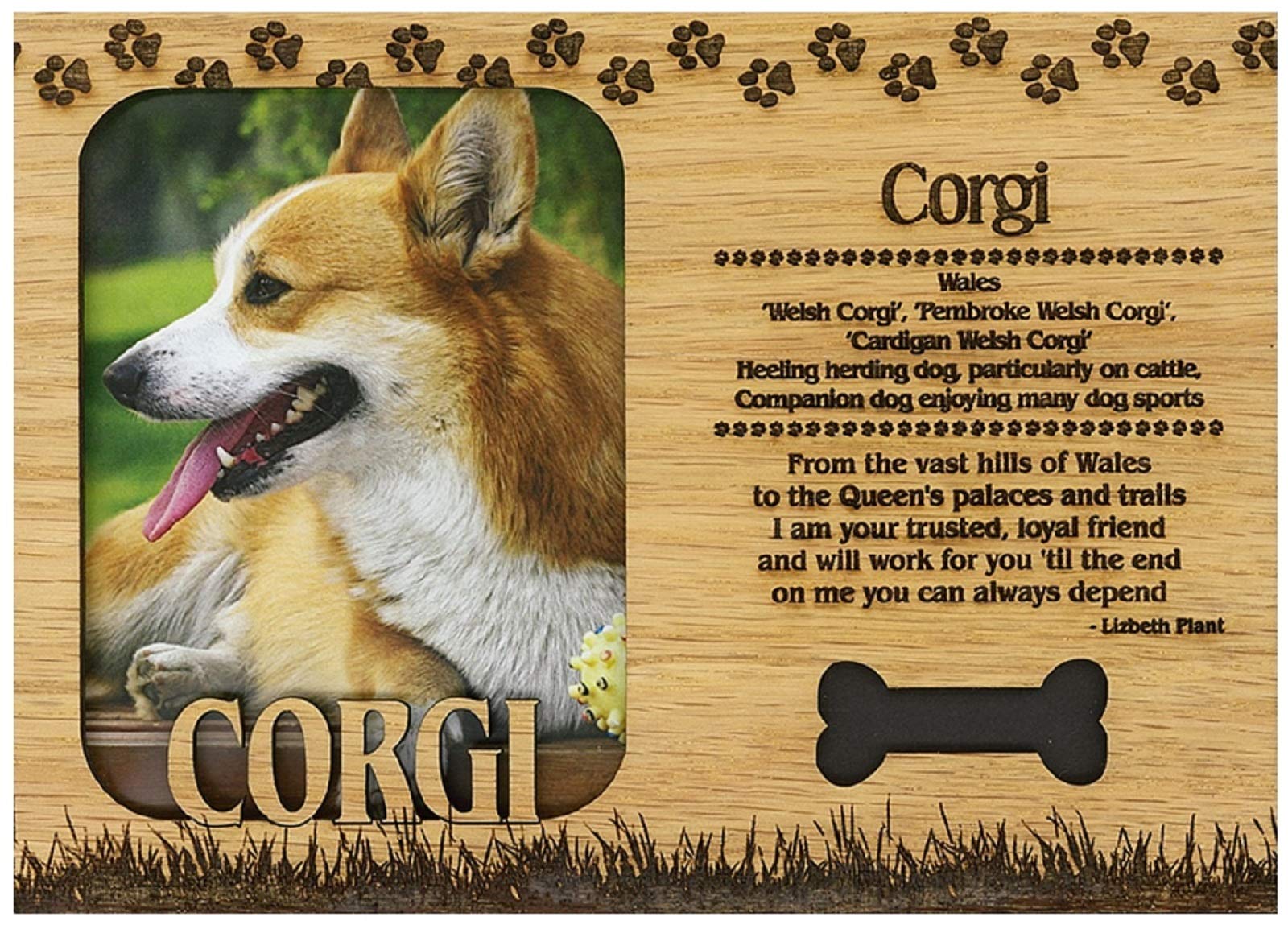 Personalized Corgi Engraved Wood Picture Frame Magnet - Custom Photo Holder for Refrigerator, Office Desk & Home Decor - Perfect for Dog Lovers, Pet Gifts & Memorable Moments