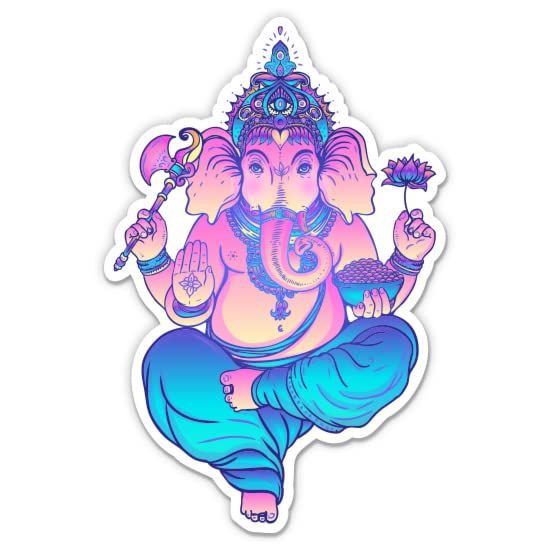 Ganesh Elephant God Vinyl Sticker - 3 Inch Waterproof Decal for Car, Laptop, Water Bottle, Phone - Perfect for Spiritual Decor, Yoga Studios & Hindu Devotion