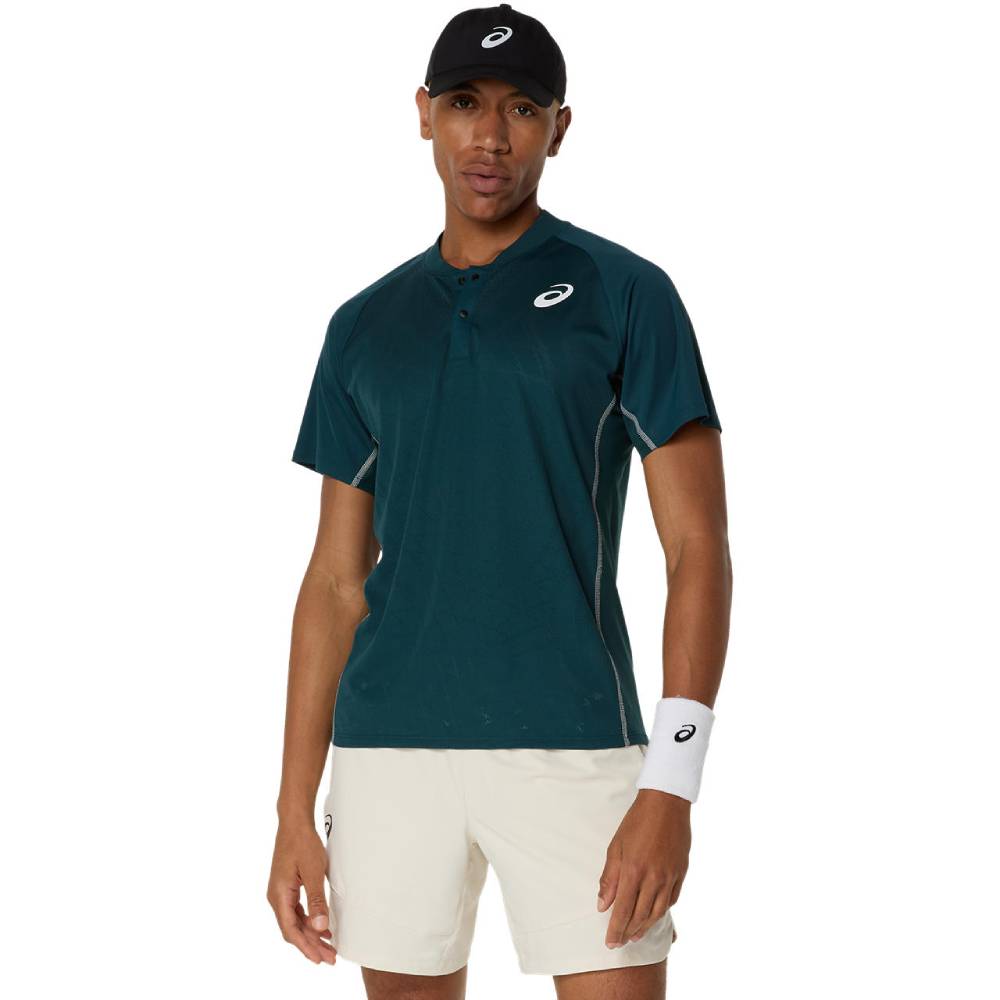 ASICS Men's Match Actibreeze Polo Shirt - Breathable Golf & Tennis Shirt with Moisture-Wicking Technology - Saxon Green - Ideal for Sports, Casual Wear & Outdoor Activities